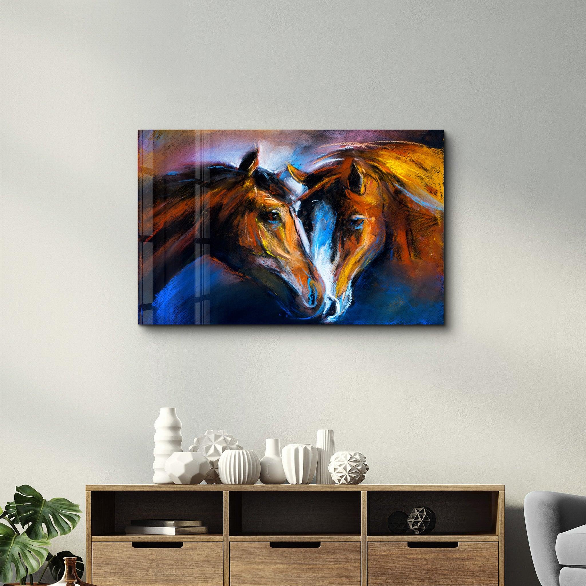 Wild Horses | Glass Wall Art - Artdesigna