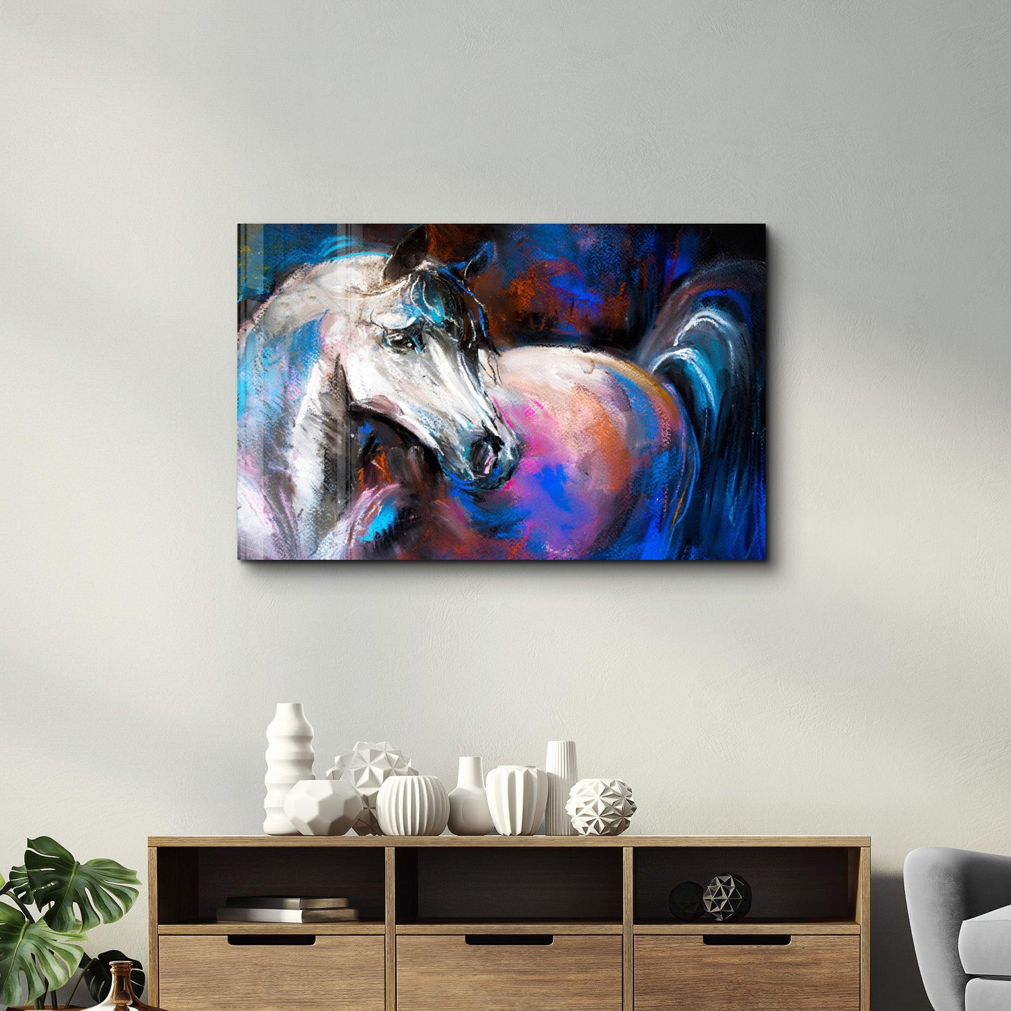 Colorful Horse | Glass Wall Art - Artdesigna