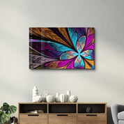 Neon Colored Leaves | Glass Wall Art - Artdesigna