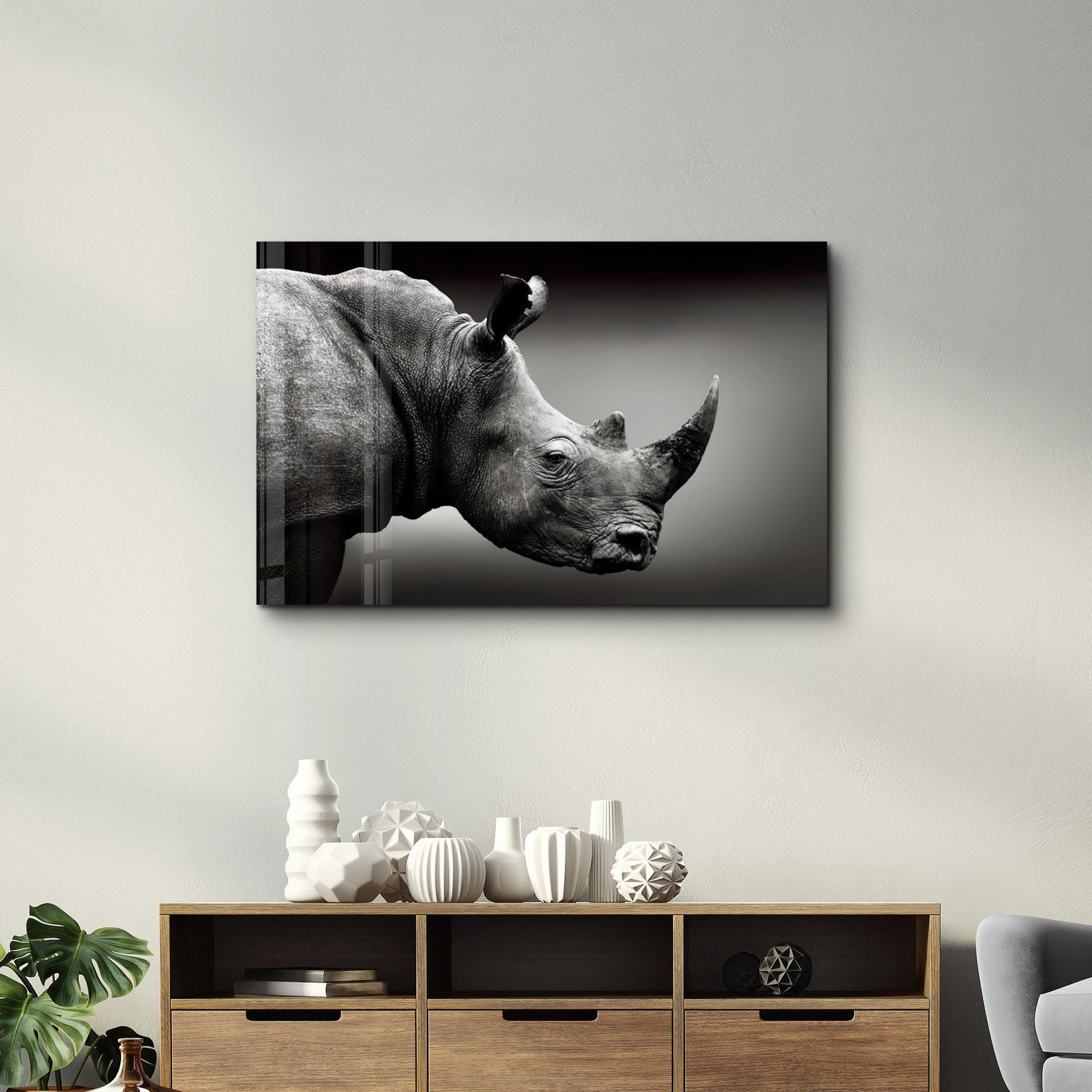 Rhino V2 | Glass Wall Art - Artdesigna