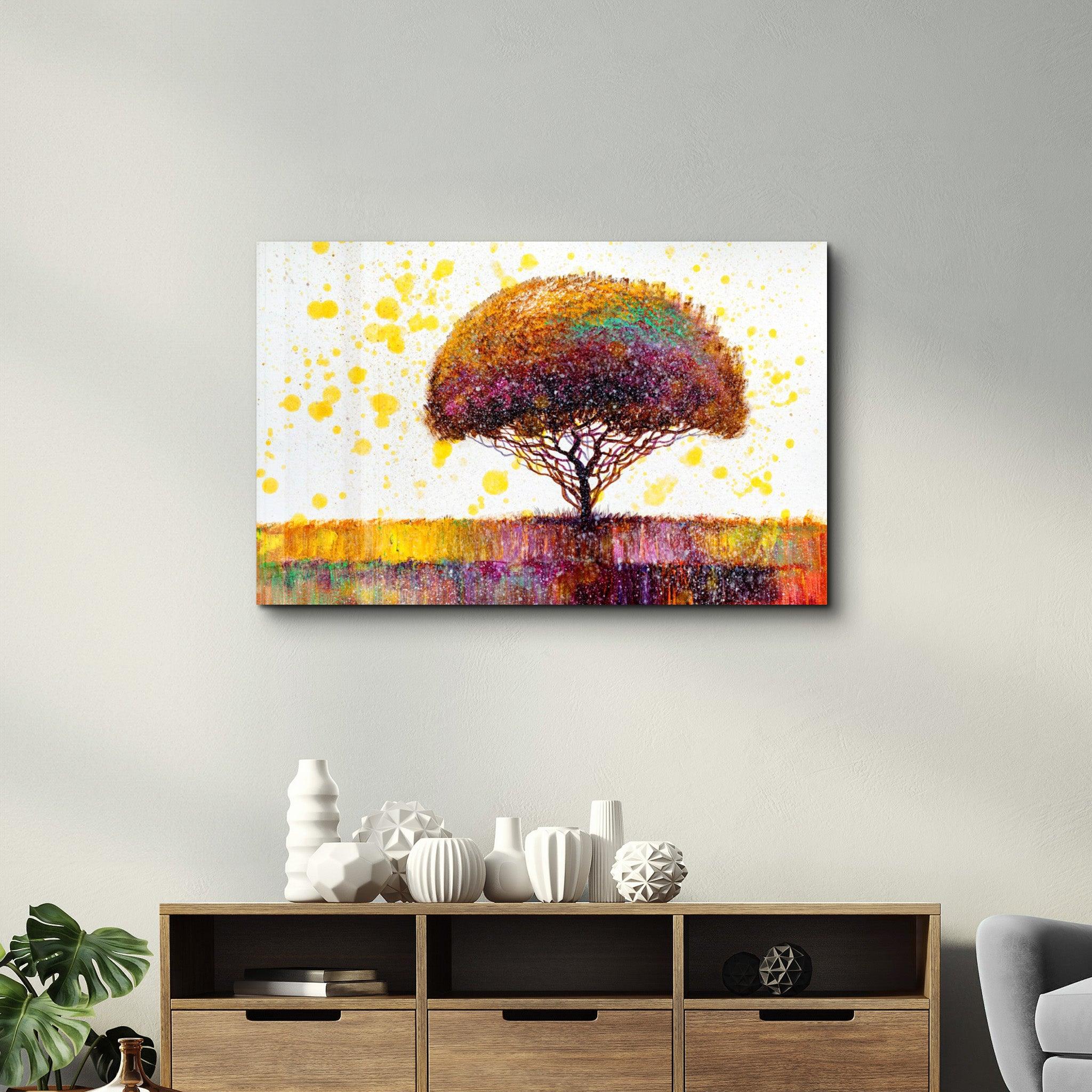 Abstract Colorful Tree | Glass Wall Art - Artdesigna