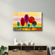 Abstract Colorful Trees | Glass Wall Art - Artdesigna