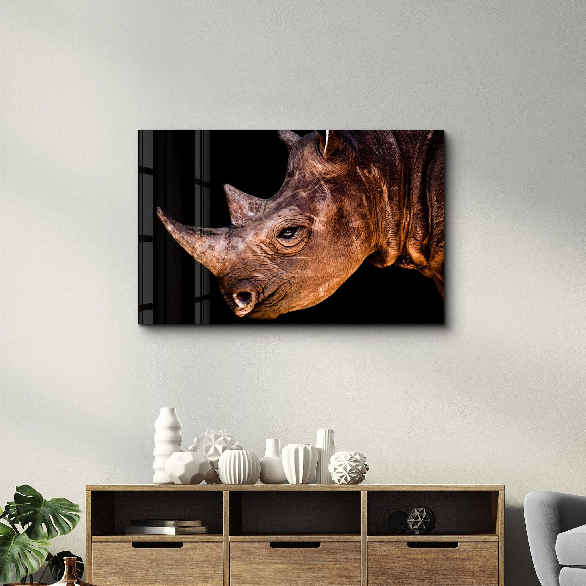 Rhino V3 | Glass Wall Art - Artdesigna