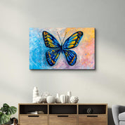 Twilight Wings: The Blue Monarch | Glass Wall Art - Artdesigna