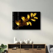 Golden Leaf | Glass Wall Art - Artdesigna