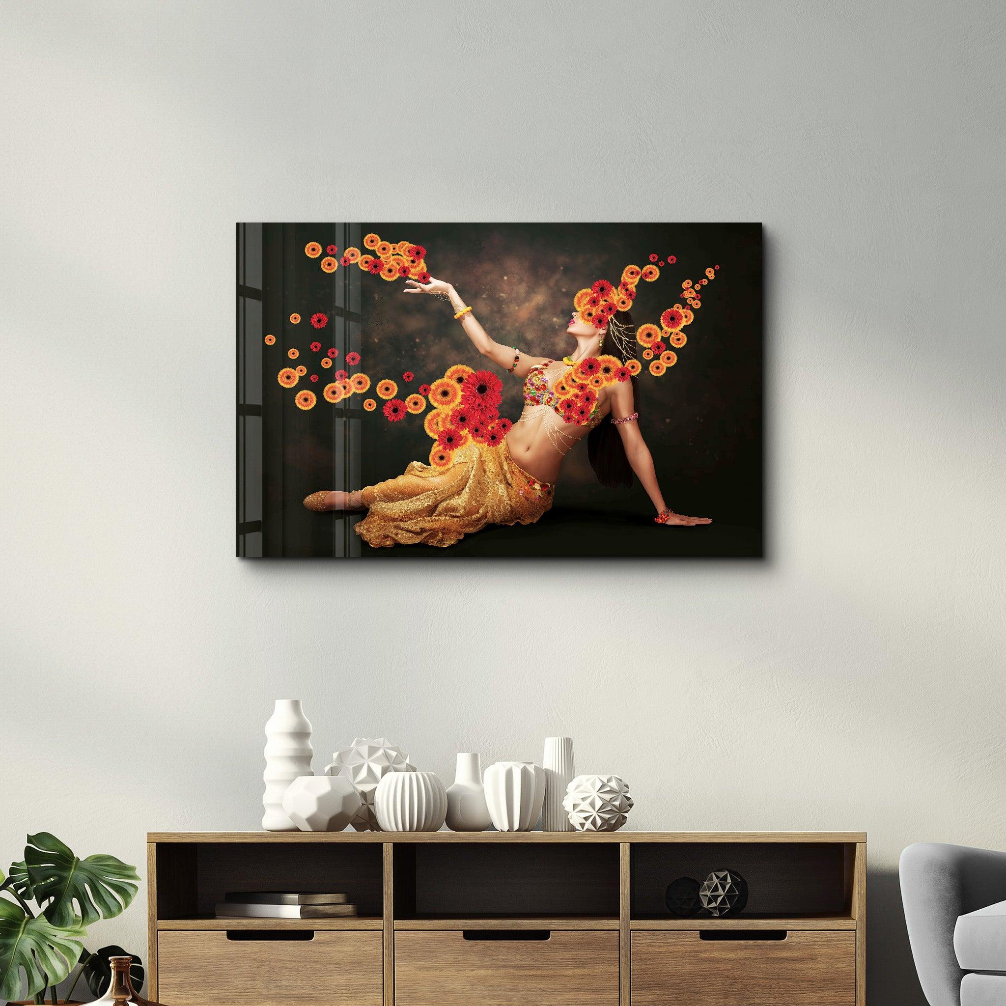 Oriental Dancer | Designer's Collection Glass Wall Art - Artdesigna