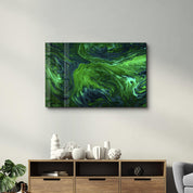 Lava Pattern - Green | Designer's Collection Glass Wall Art - Artdesigna