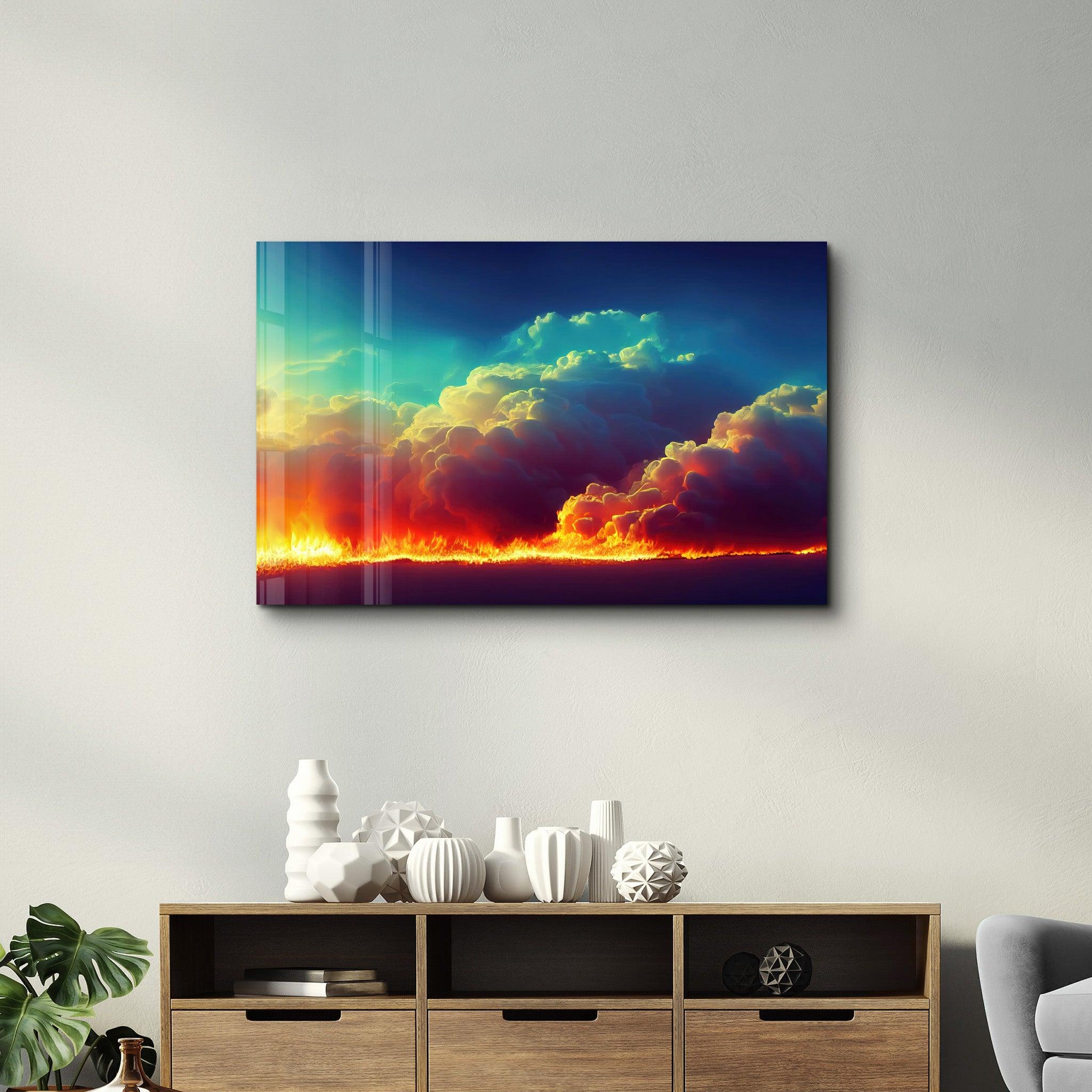 Fire Clouds | Motivational Glass Wall Art - Artdesigna