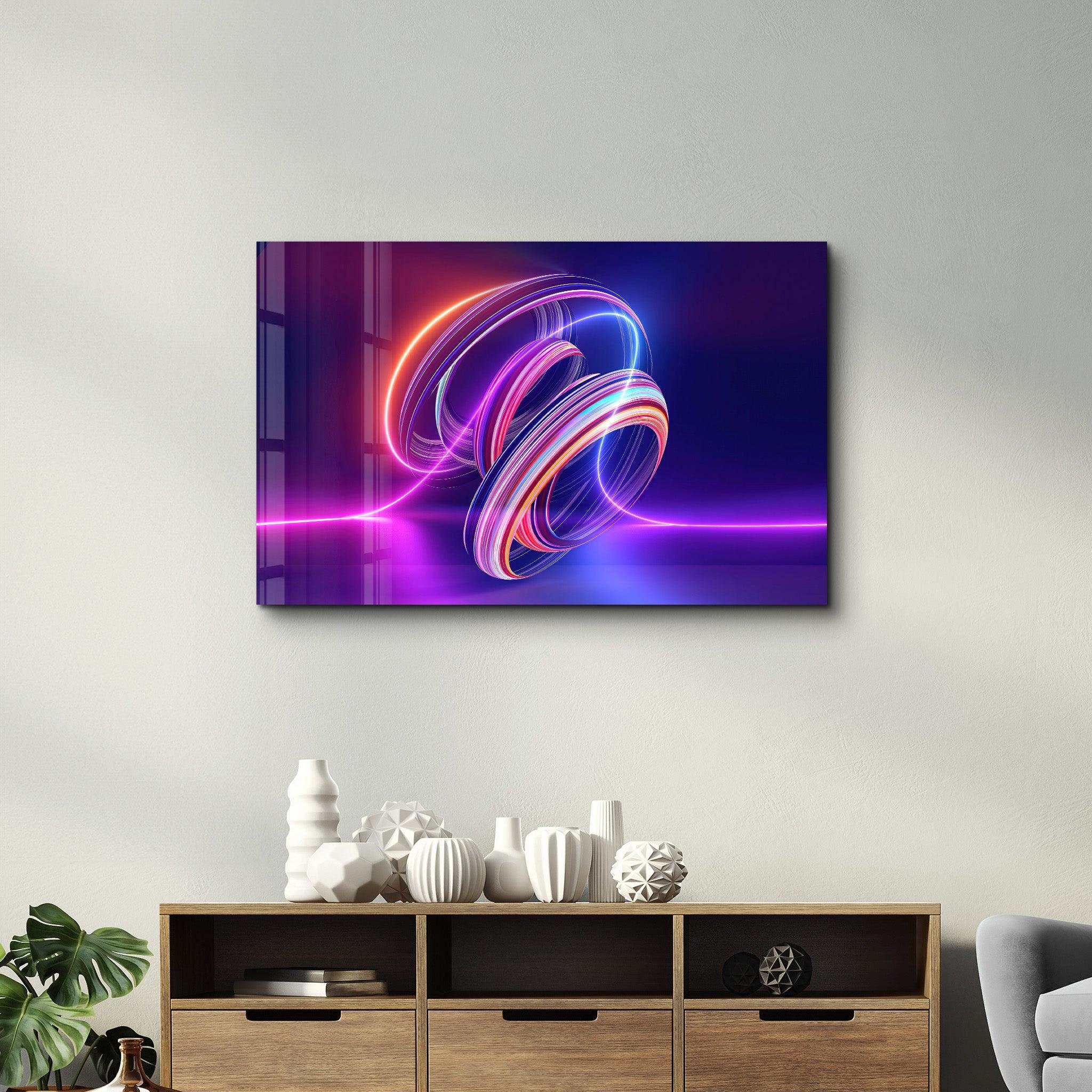 Neon Lines | Glass Wall Art - Artdesigna