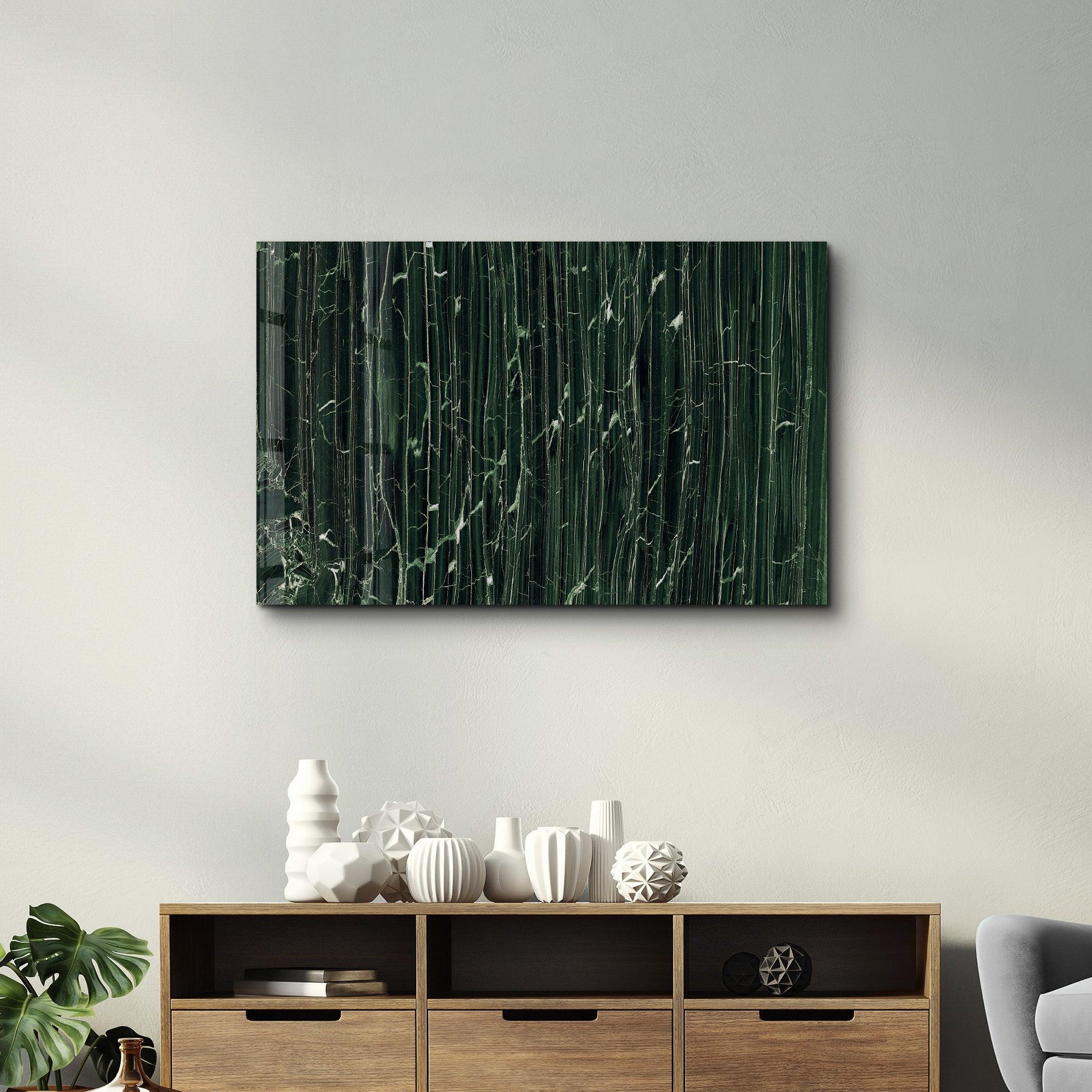 Dark Green Marble | Glass Wall Art - Artdesigna