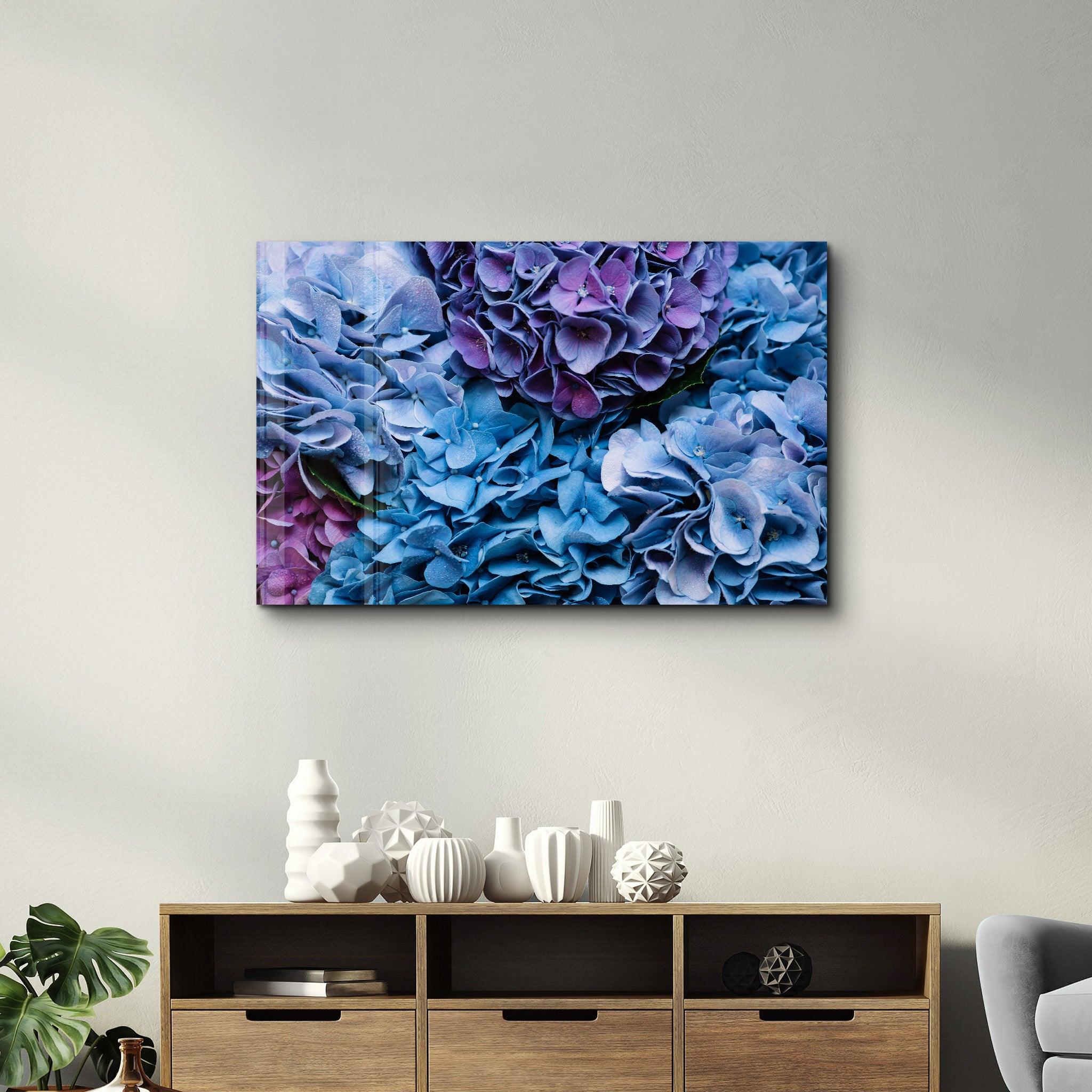 hydrangea | Glass Wall Art - Artdesigna