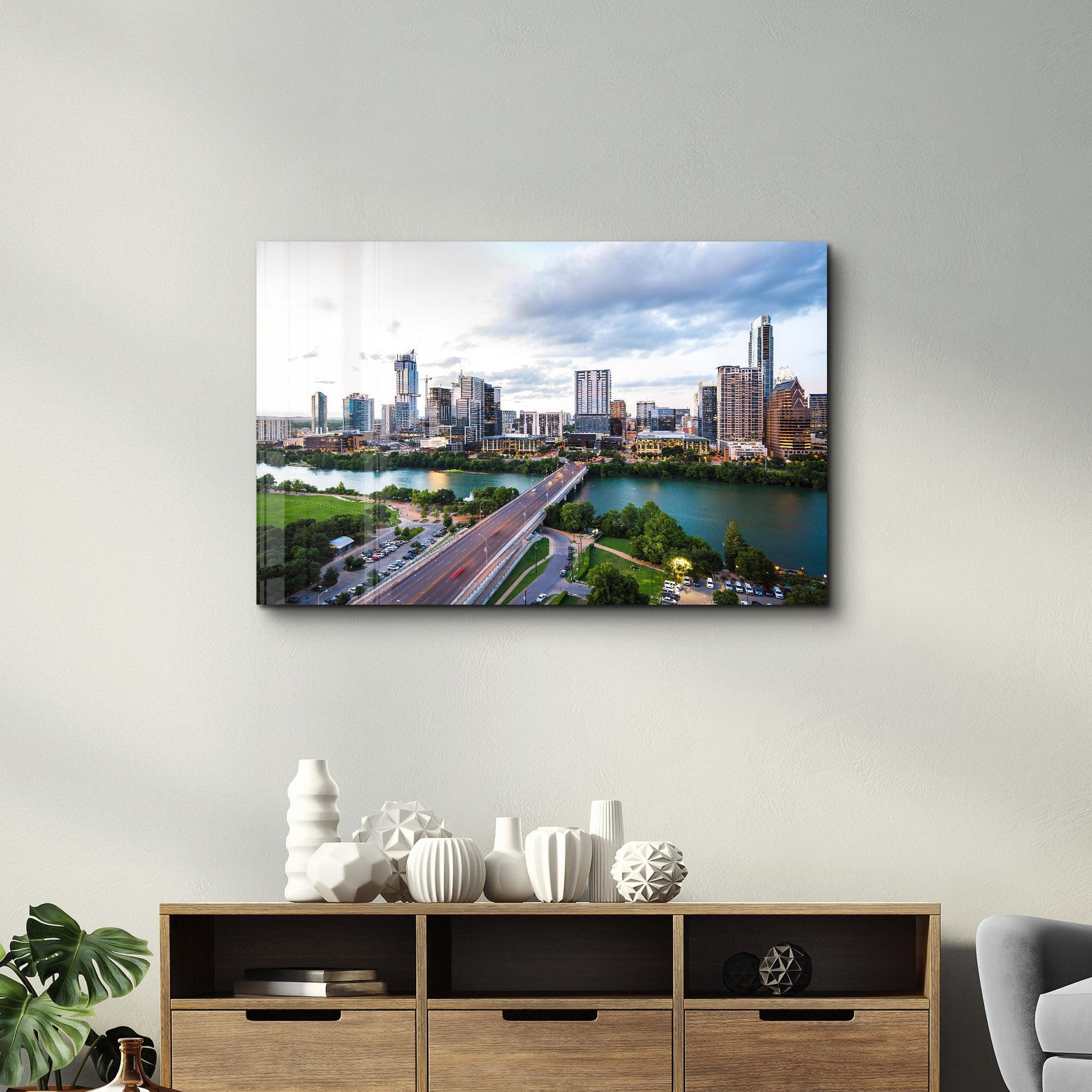 Texas Skyline | Glass Wall Art - Artdesigna