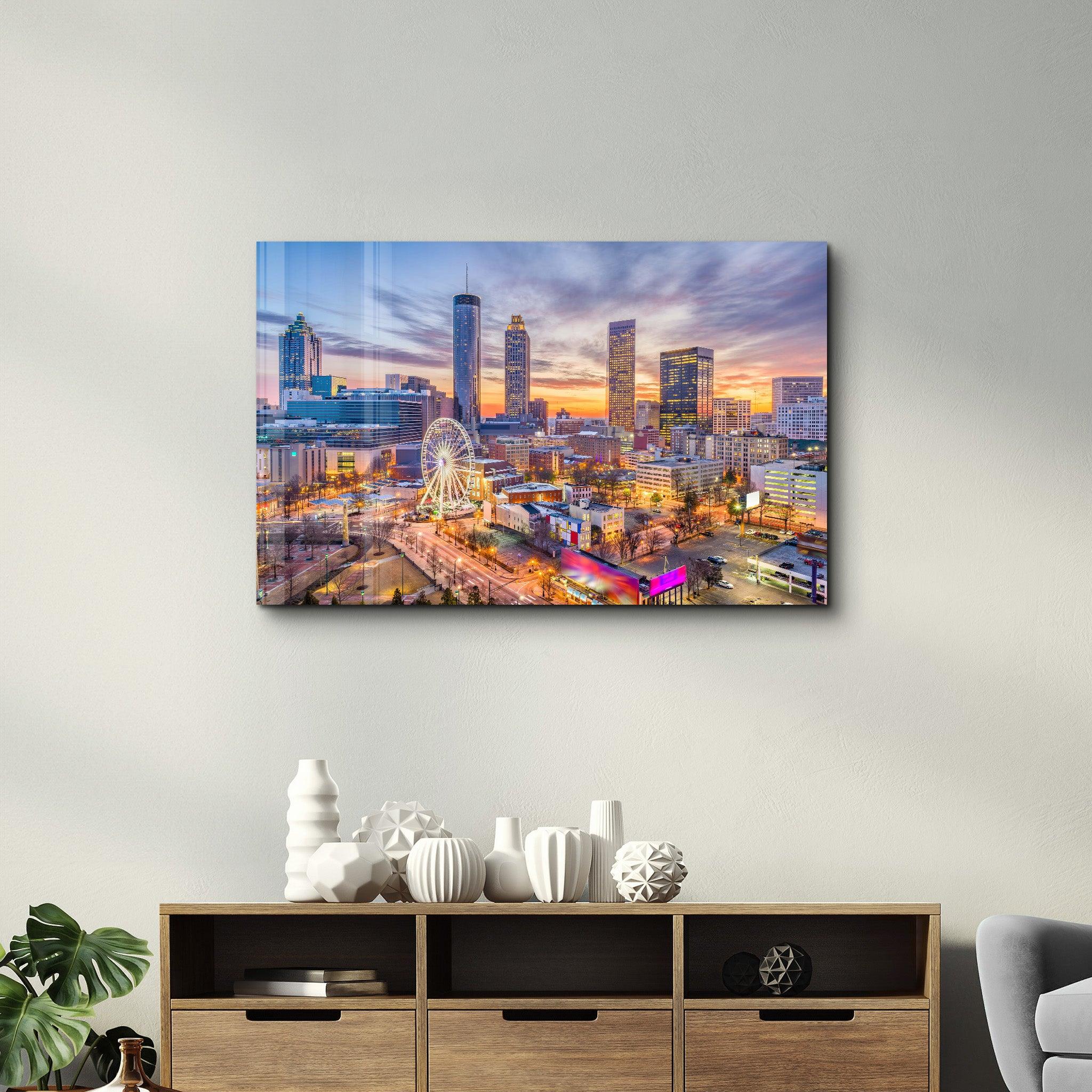 Atlanta, Georgia, USA downtown skyline. | Glass Wall Art - Artdesigna