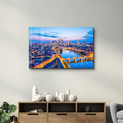 Frankfurt Skyline, Germany | Glass Wall Art - Artdesigna