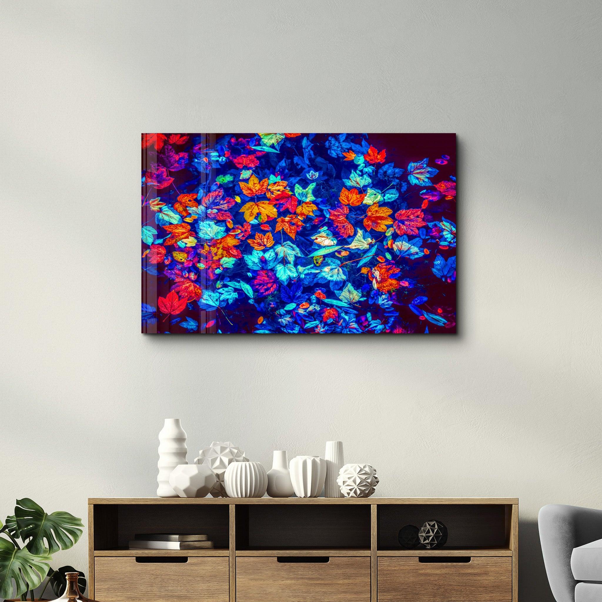 Leaves on the Water | Glass Wall Art - Artdesigna