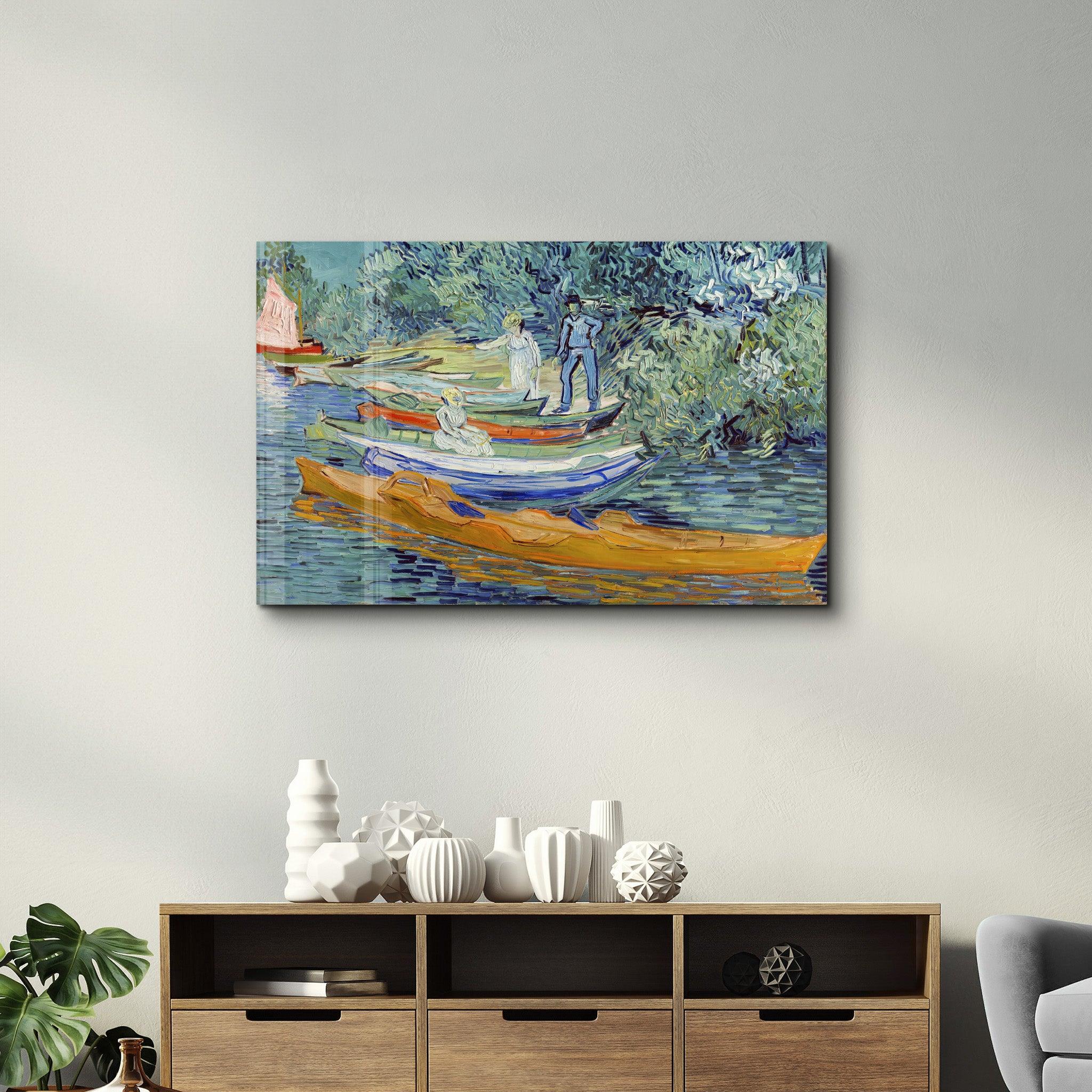 Vincent van Gogh's Bank of the Oise at Auvers (1890) | Glass Wall Art - Artdesigna