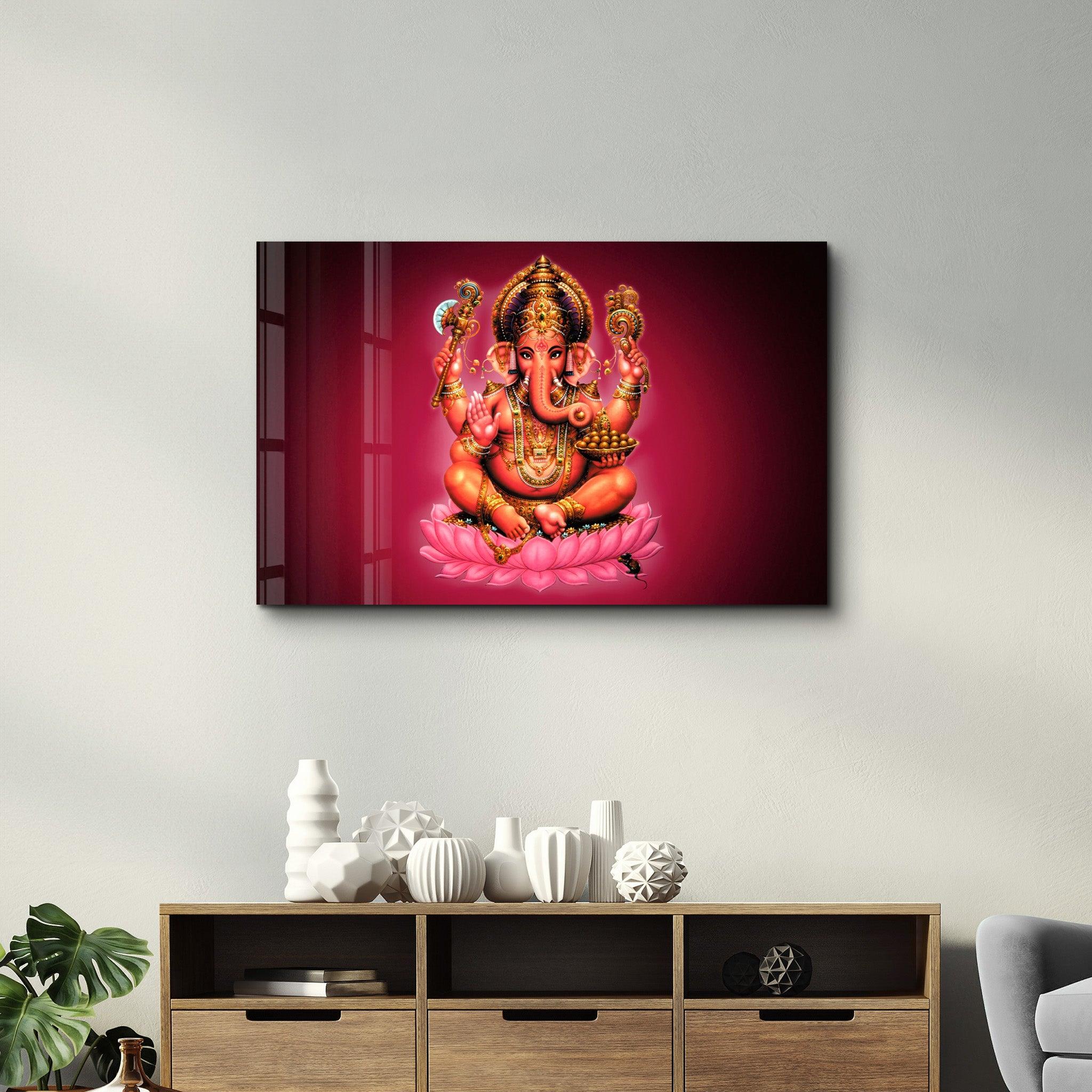 Lord Ganesha | Glass Wall Art - Artdesigna