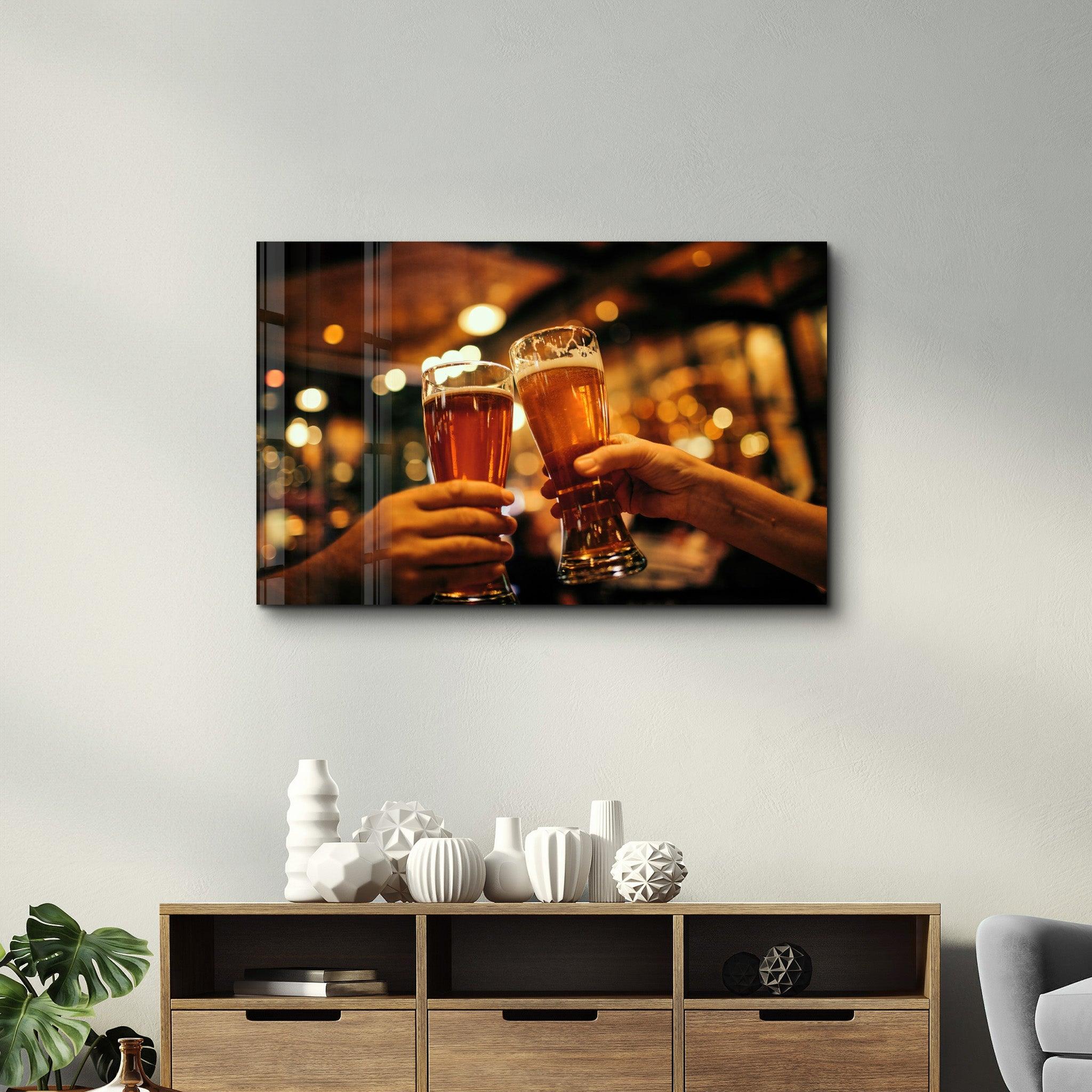 Cheers Beers| Glass Wall Art - Artdesigna