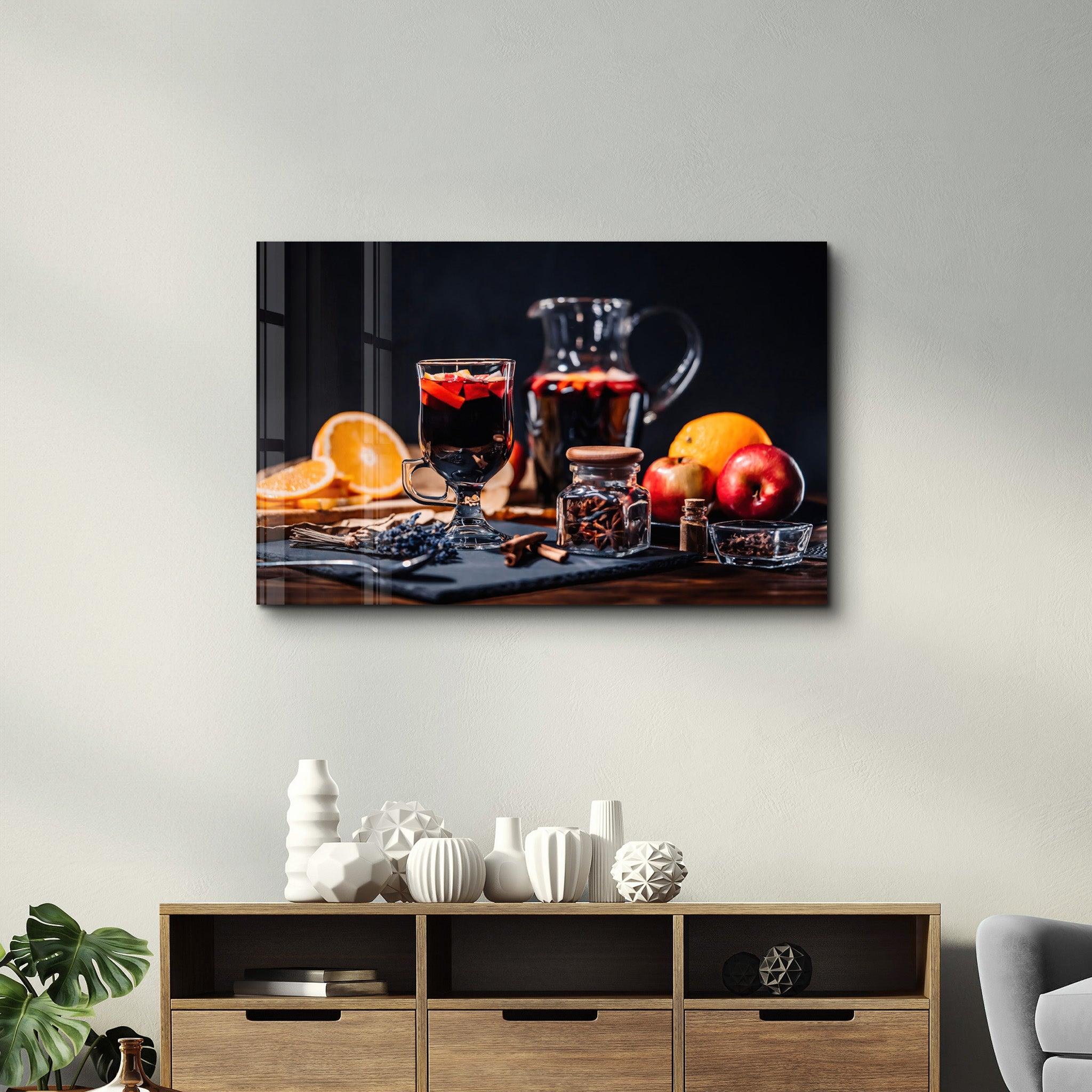 A Hot Red Wine | Glass Wall Art - Artdesigna