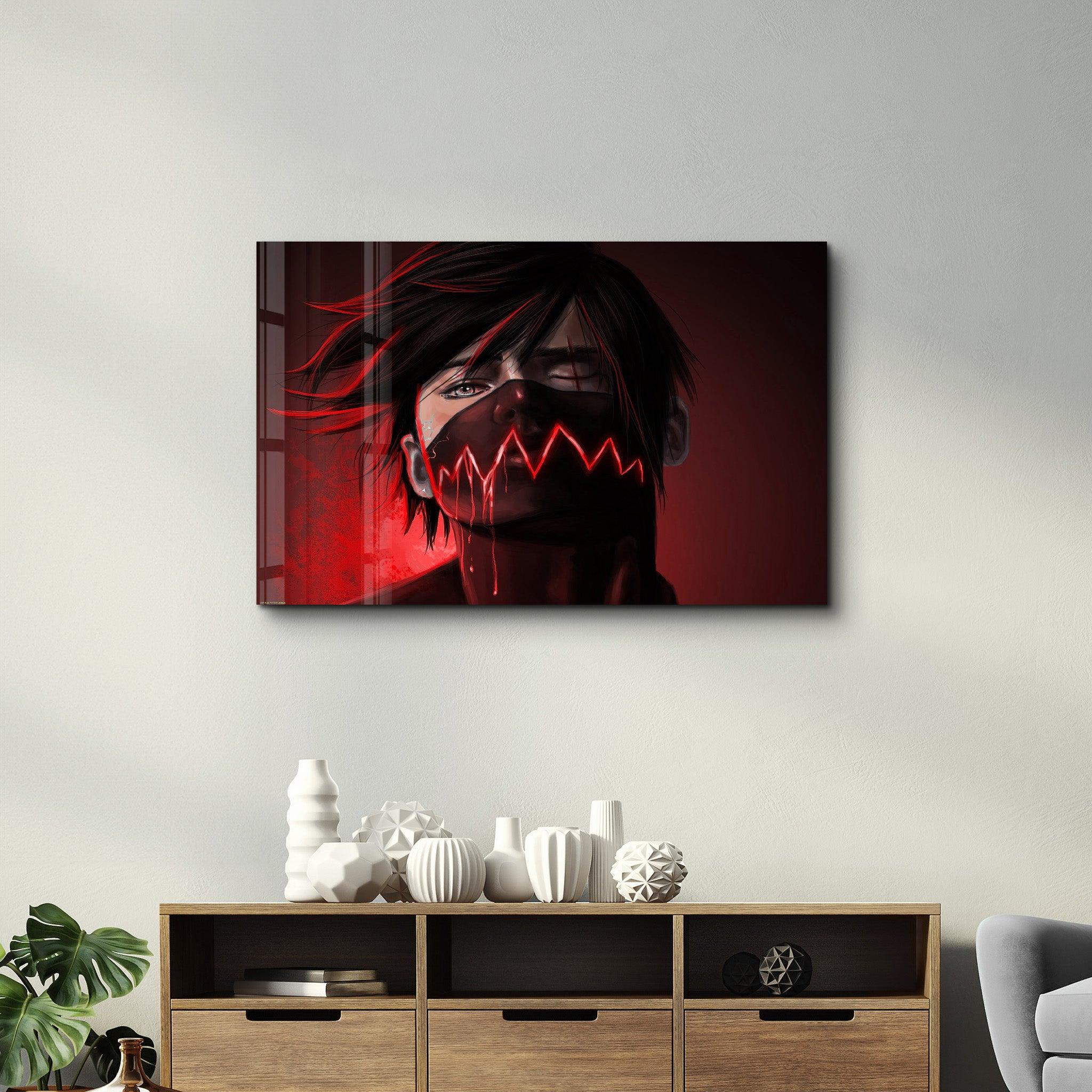 The Evil Behind The Red | Glass Wall Art - Artdesigna