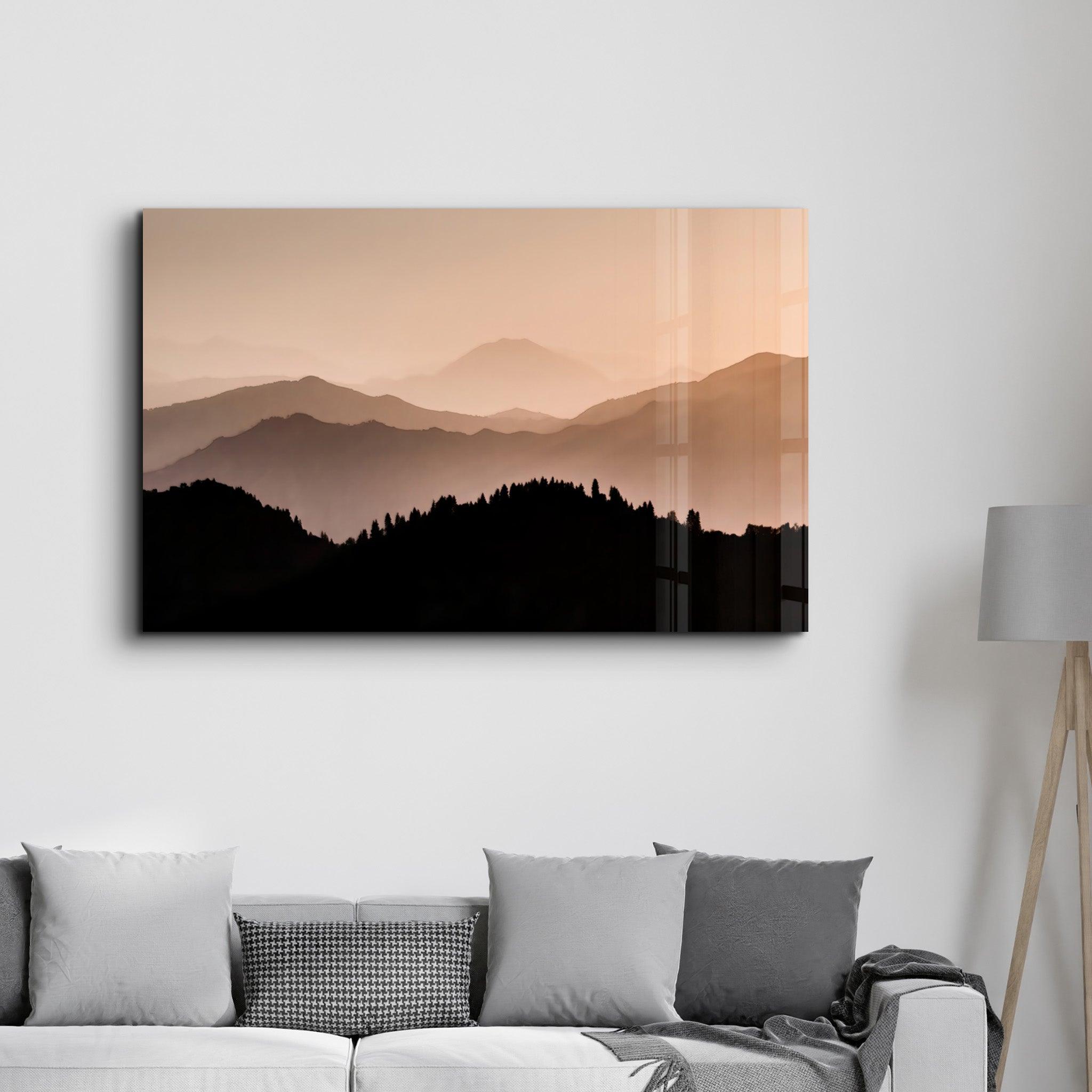 Black Mountains | Glass Wall Art - Artdesigna