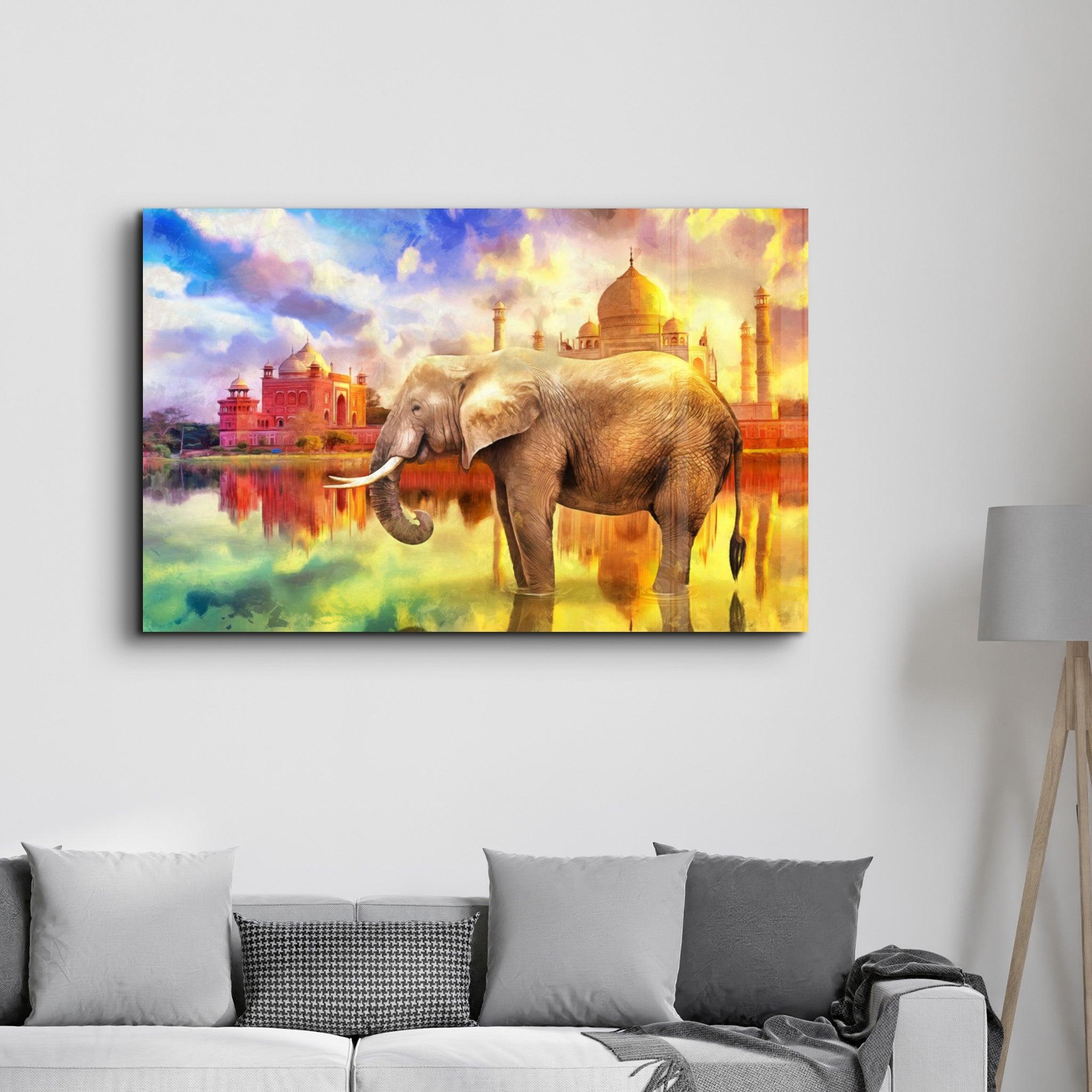 Abstract Elephant | Glass Wall Art - Artdesigna