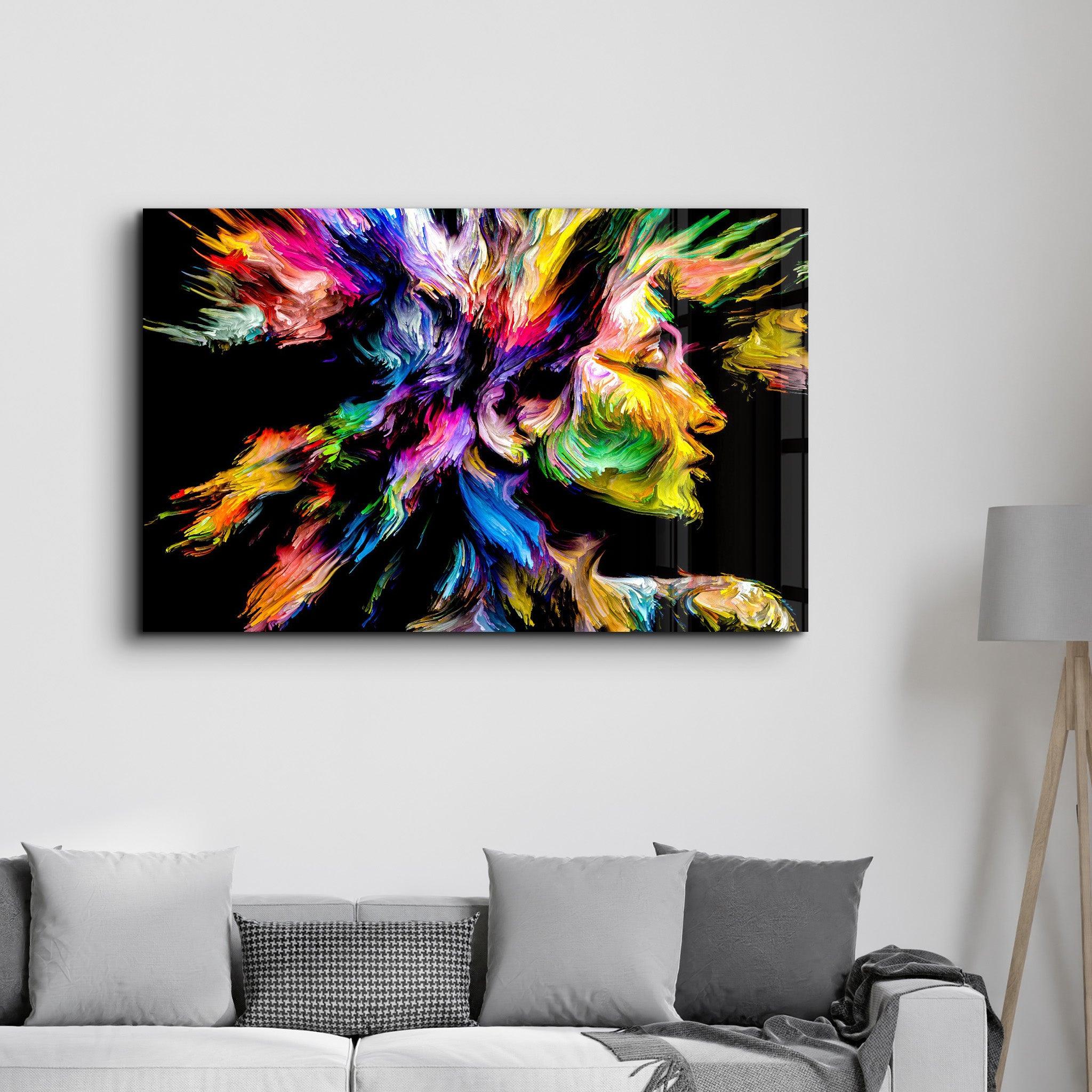 Rainbow Echoes in My Mind| Glass Wall Art - Artdesigna