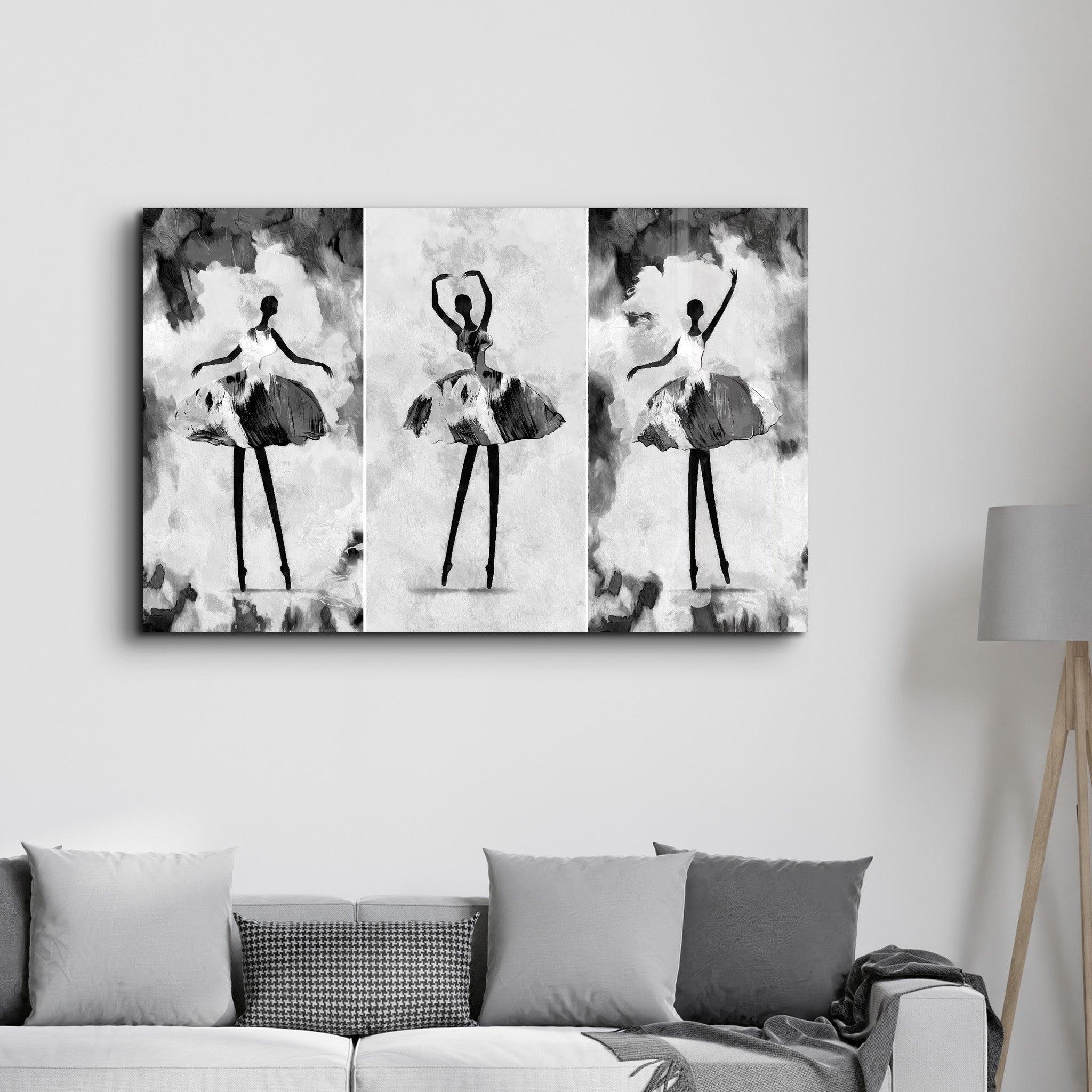 Black and White Ballerina | Glass Wall Art - Artdesigna