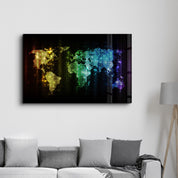 Colorful World Map | Glass Wall Art - Artdesigna