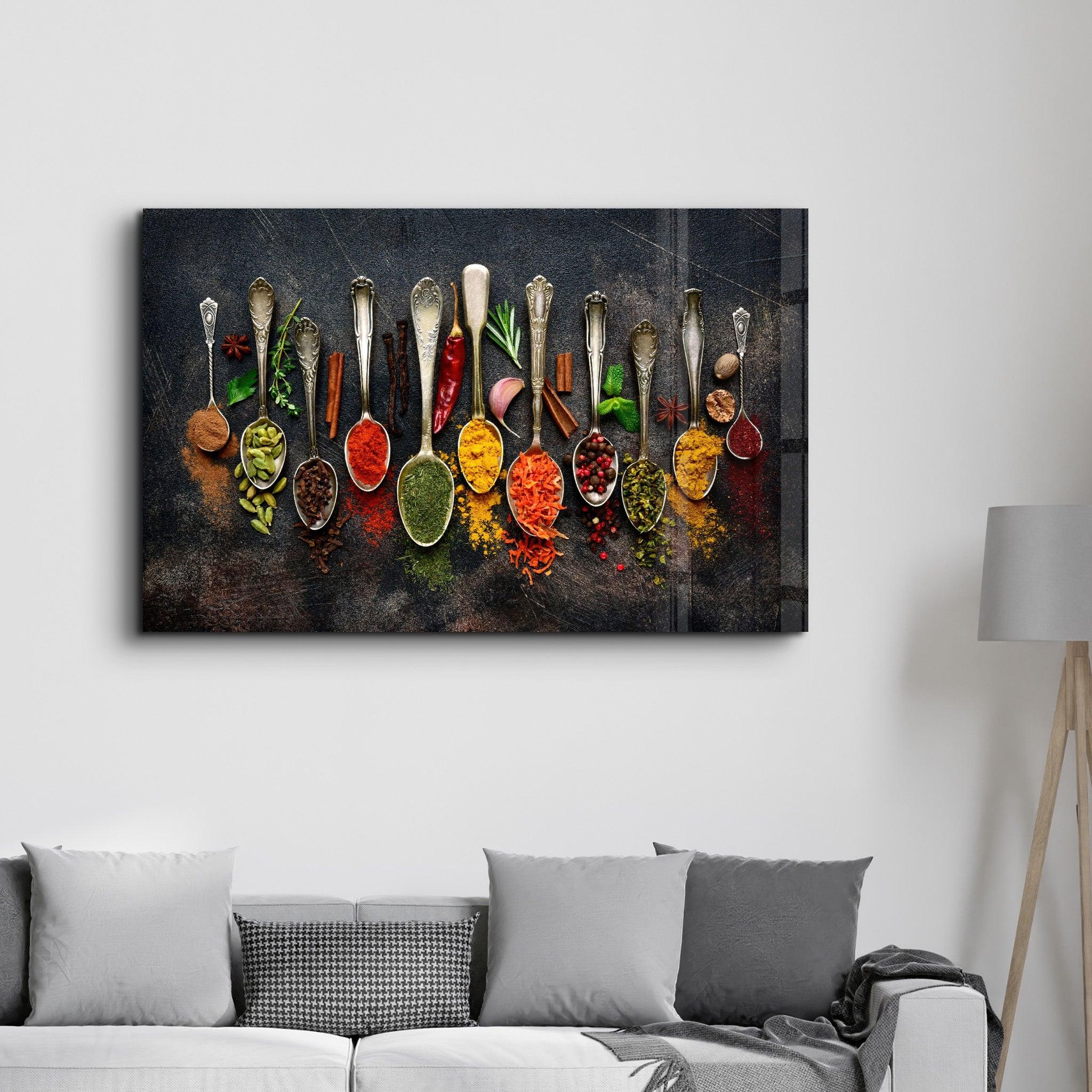 Indian Spices | Glass Wall Art - Artdesigna