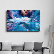 Blue Clouds | Glass Wall Art - Artdesigna