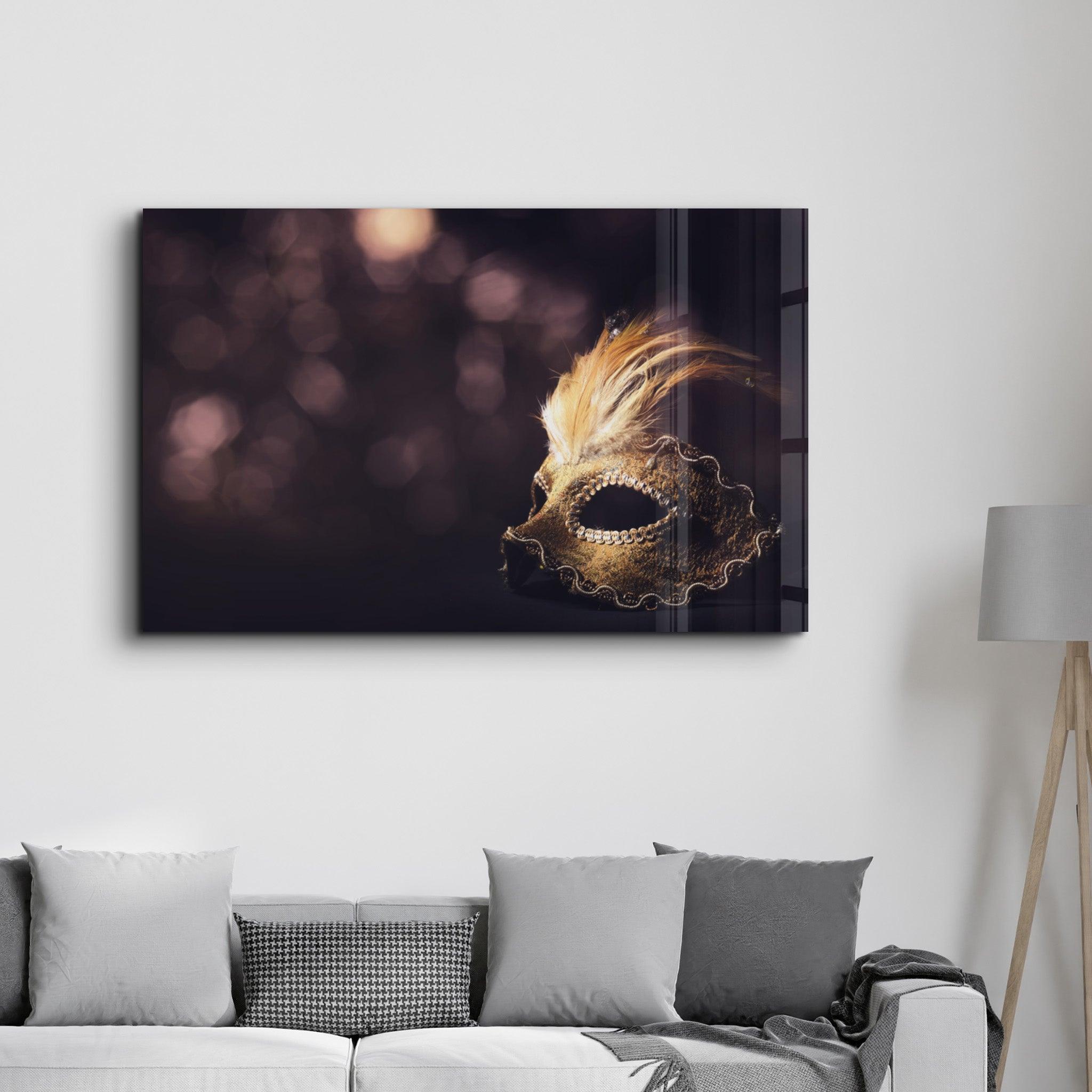 Venetian Mask | Glass Wall Art - Artdesigna