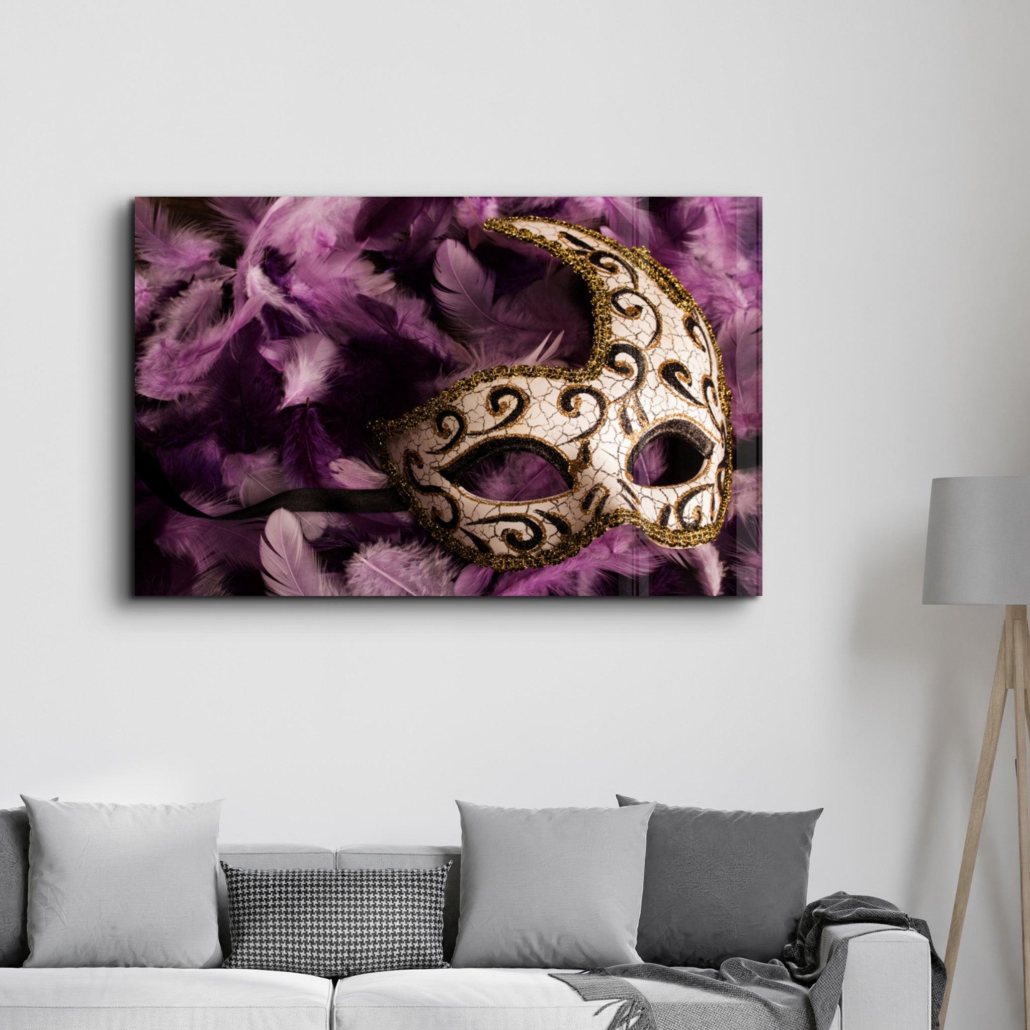 Venetian Mask | Glass Wall Art - Artdesigna