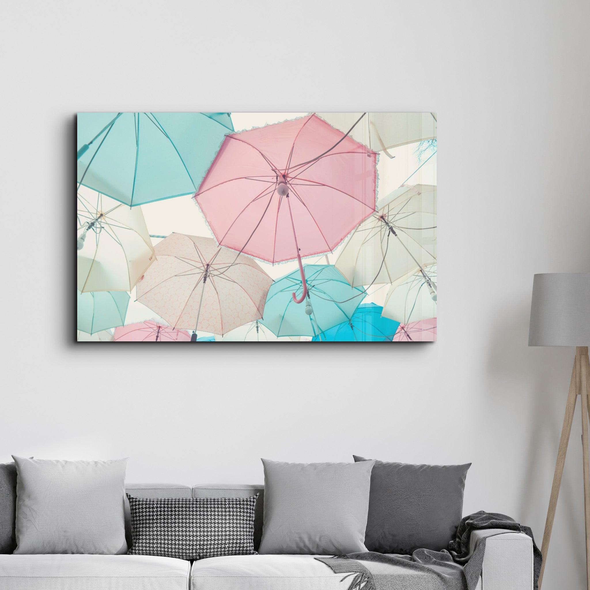 Umbrellas | Glass Wall Art - Artdesigna