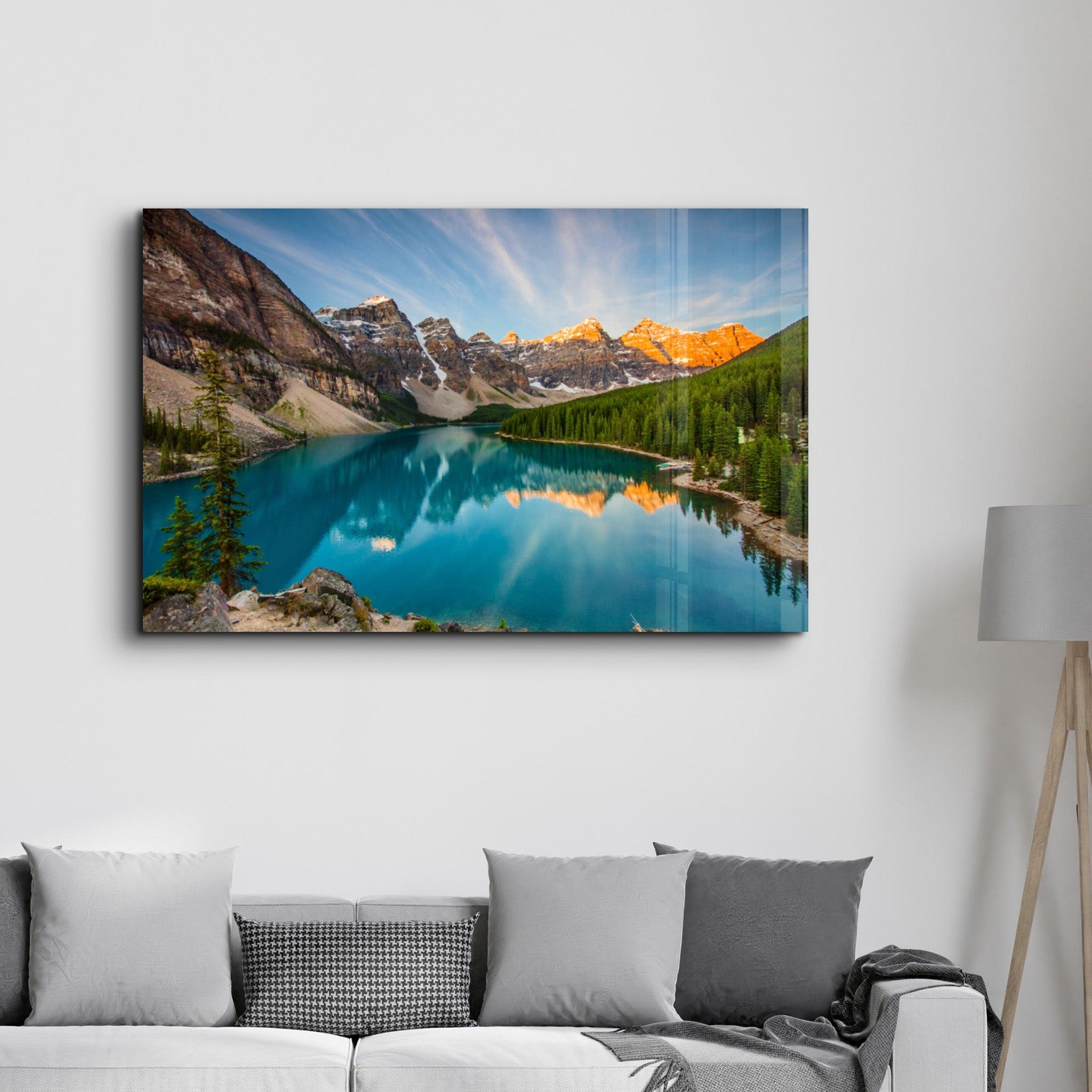 Moraine Lake | Glass Wall Art - Artdesigna