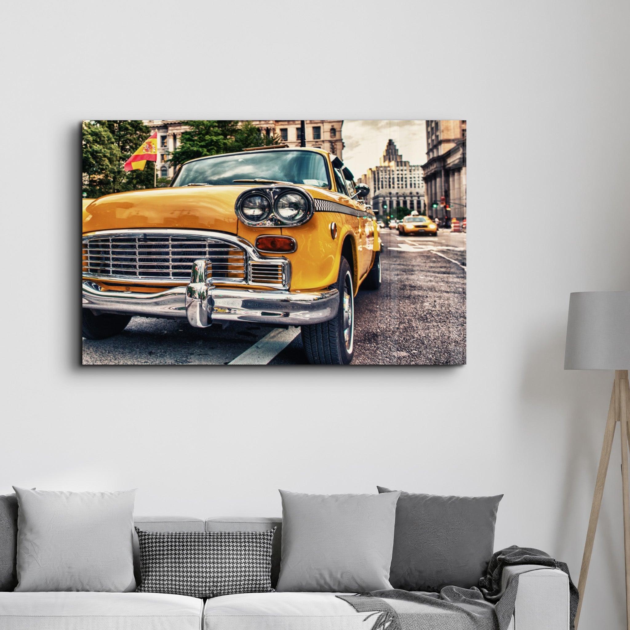 Classic Taxi | Glass Wall Art - Artdesigna