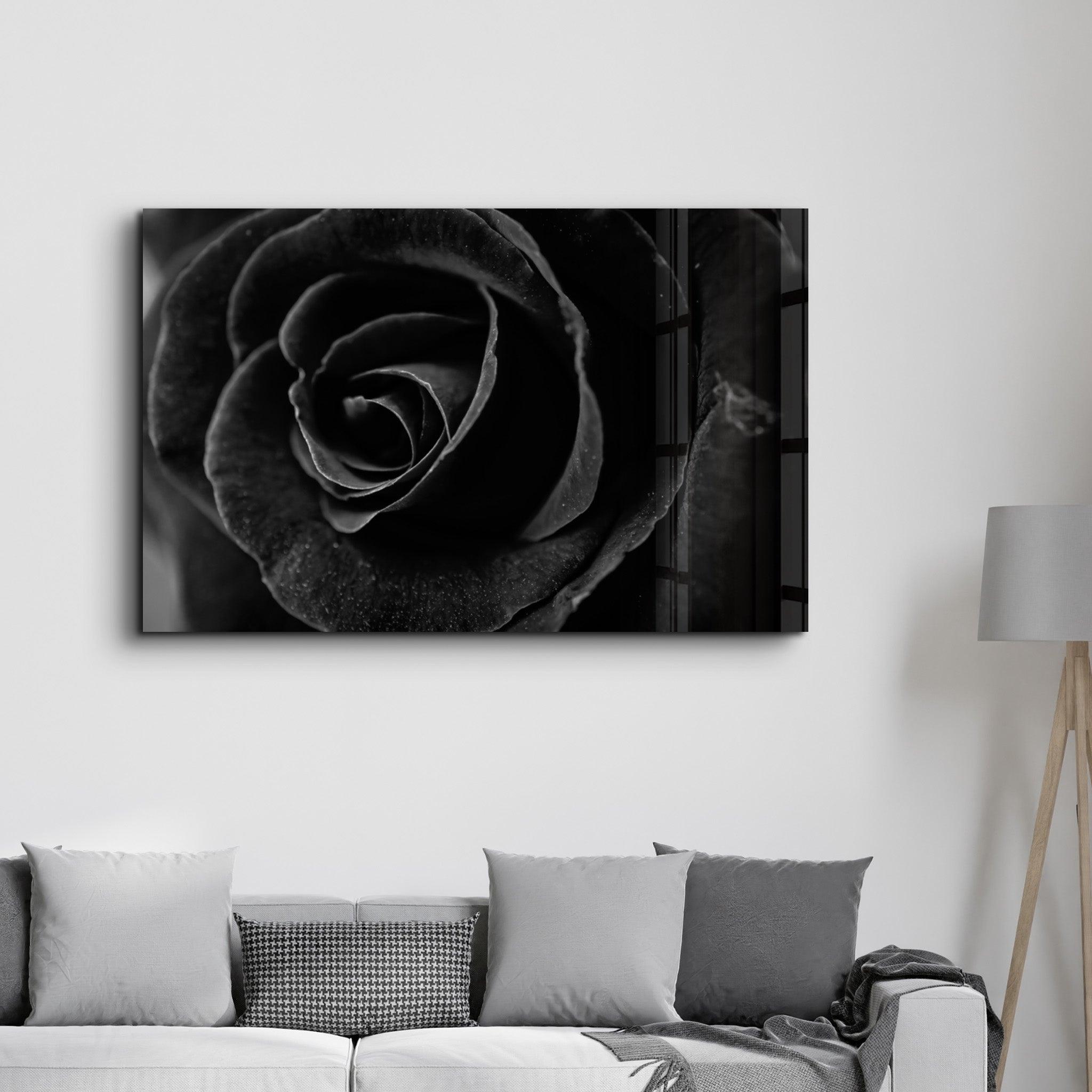 Black Rose | Glass Wall Art - Artdesigna