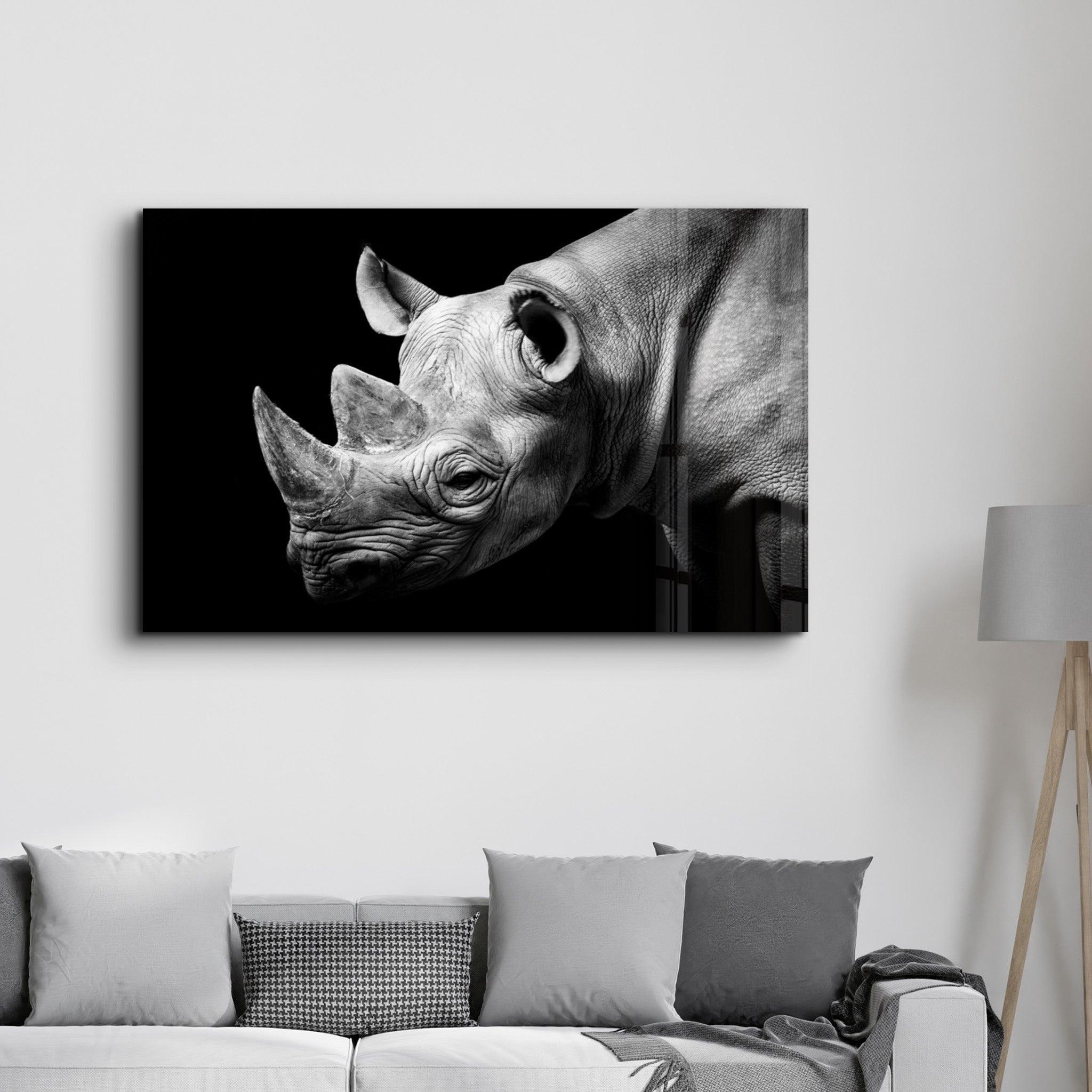 Rhino | Glass Wall Art - Artdesigna