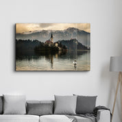 Assumption of Maria on Bled Island | Glass Wall Art - Artdesigna