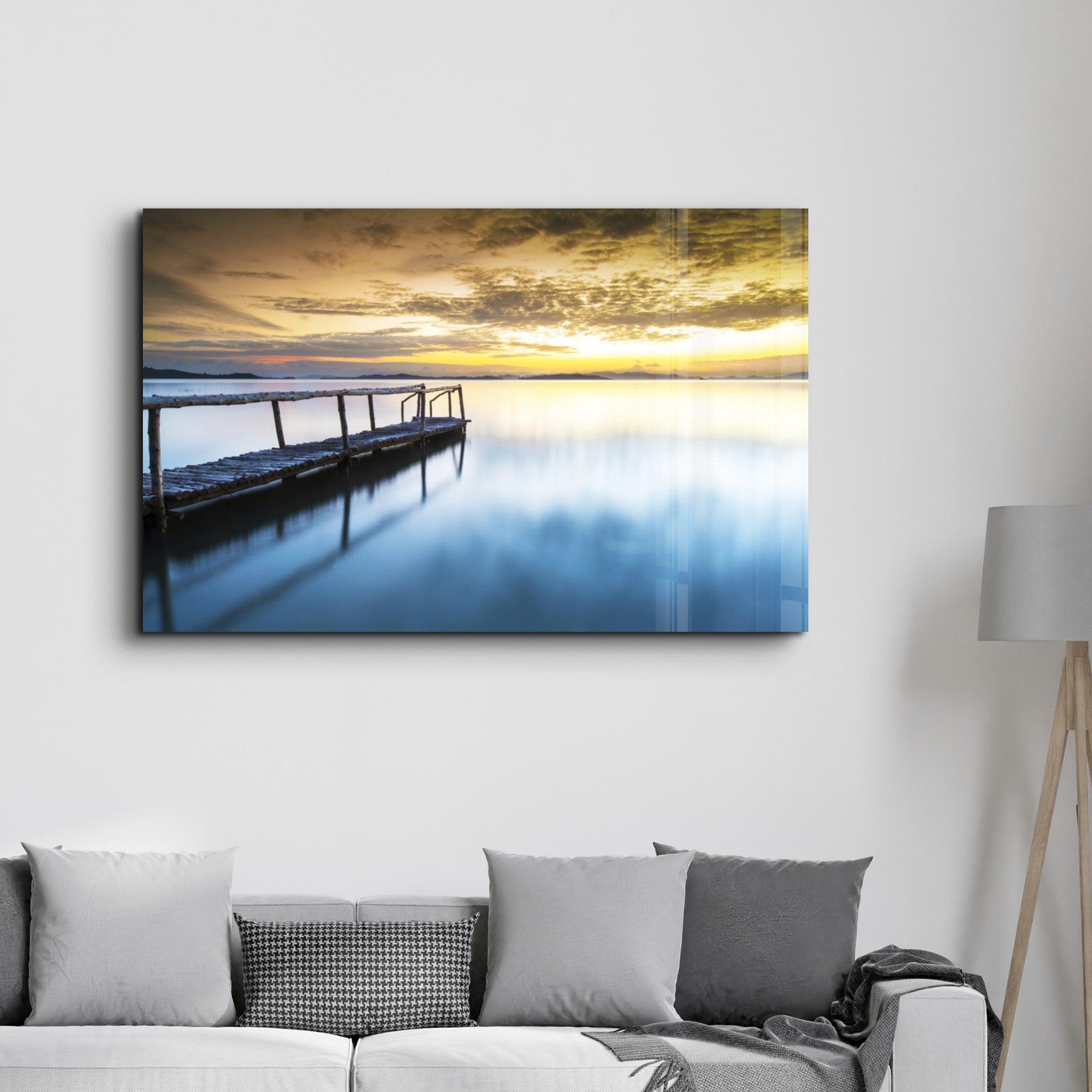 Sunset on the Beach | Glass Wall Art - Artdesigna