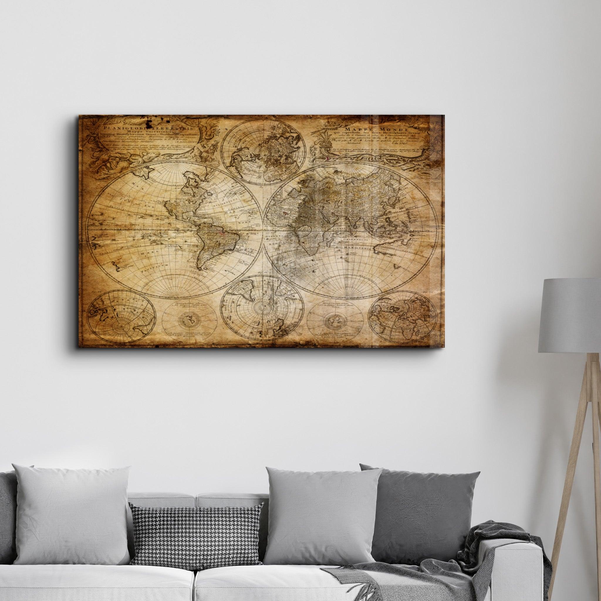 The Old Map | Glass Wall Art - Artdesigna