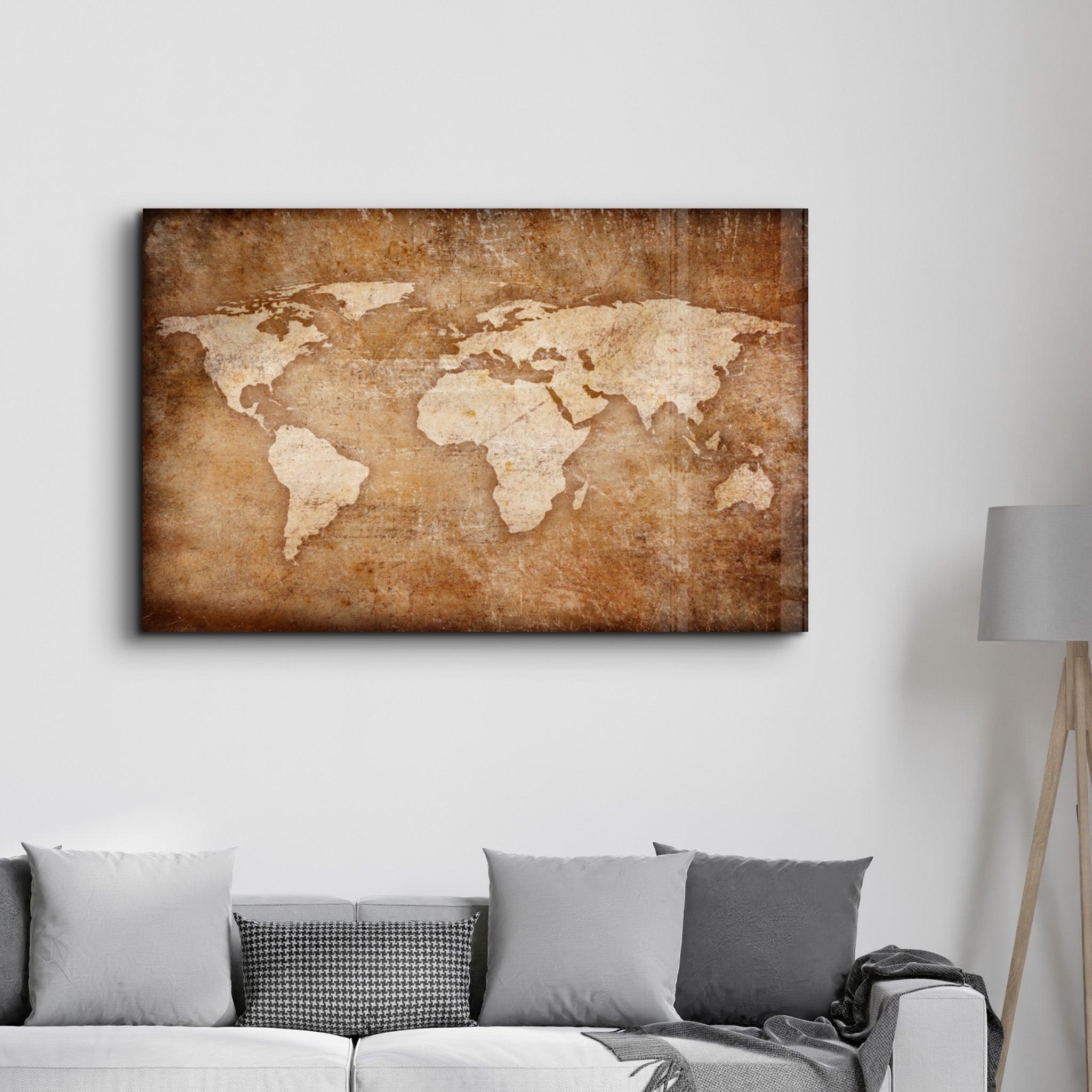 World Map Classic | Glass Wall Art - Artdesigna