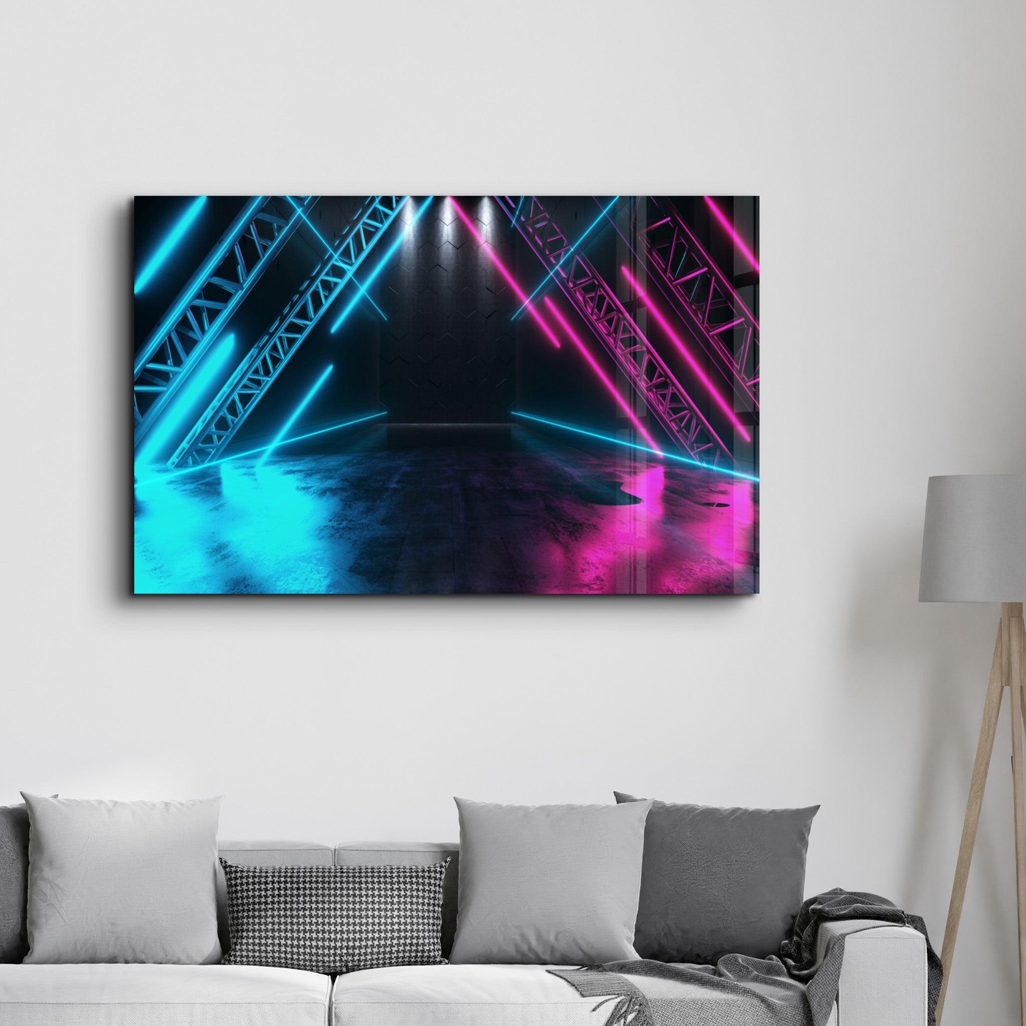 Neon Stage | Glass Wall Art - Artdesigna