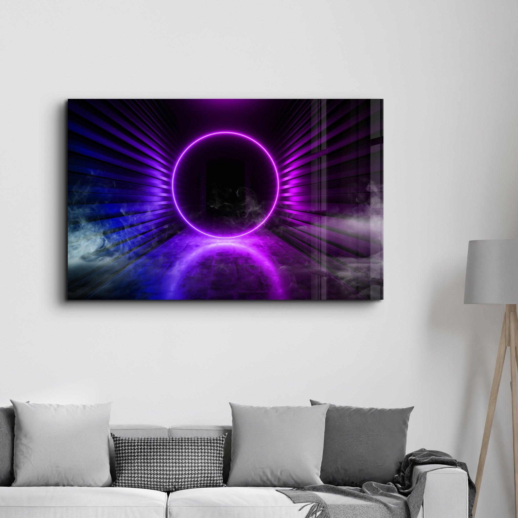 Neon Circle | Glass Wall Art - Artdesigna