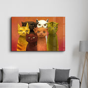 The Cat Family | Glass Wall Art - Artdesigna