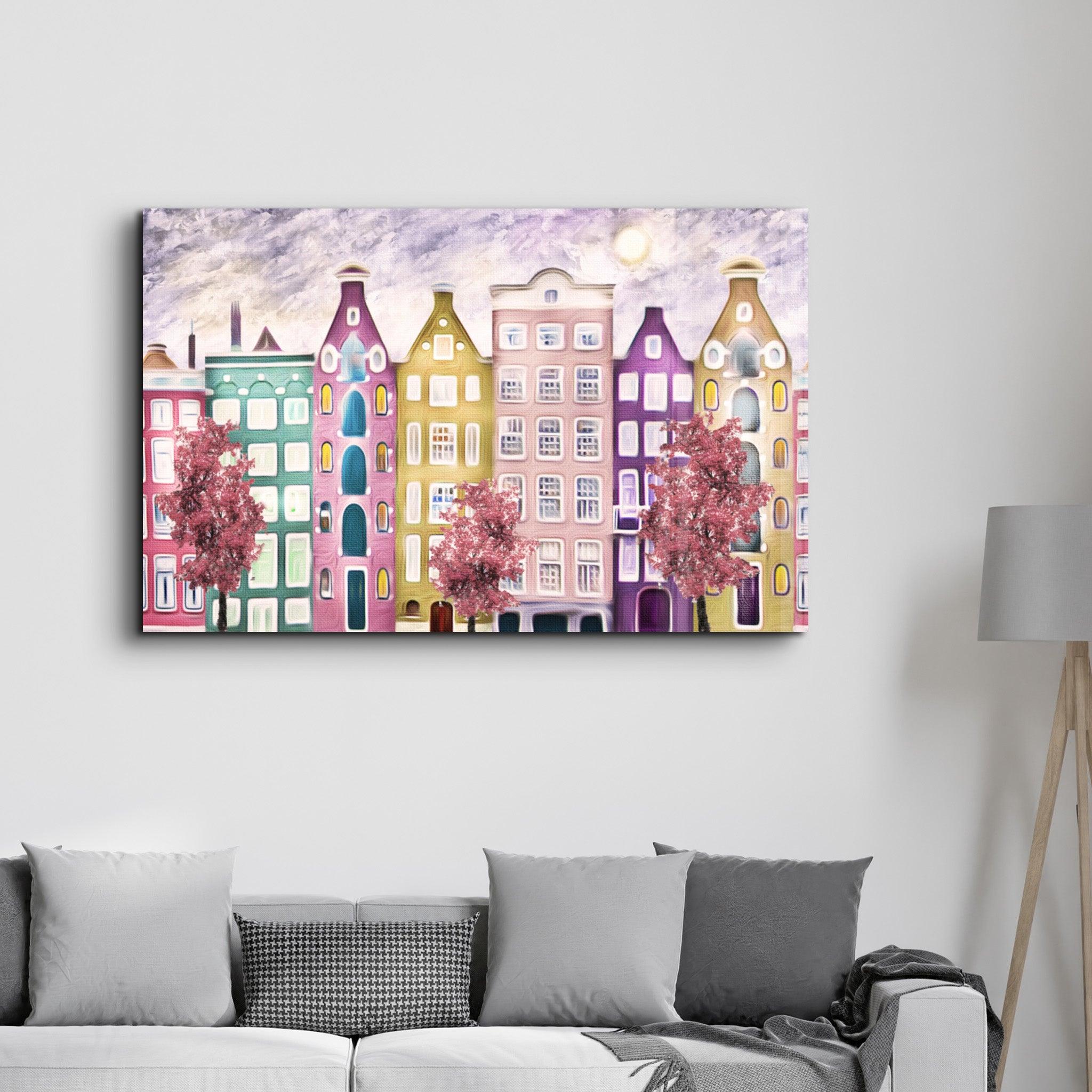 Charming City Blooms | Glass Wall Art - Artdesigna