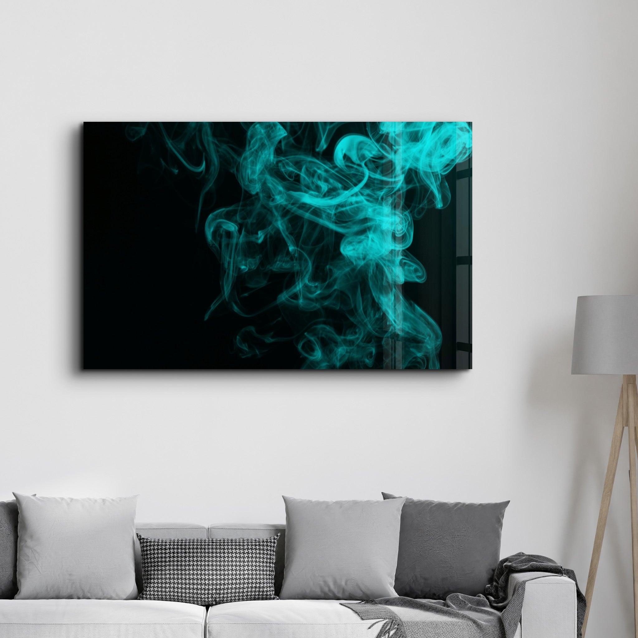 Green Smoke | Glass Wall Art - Artdesigna