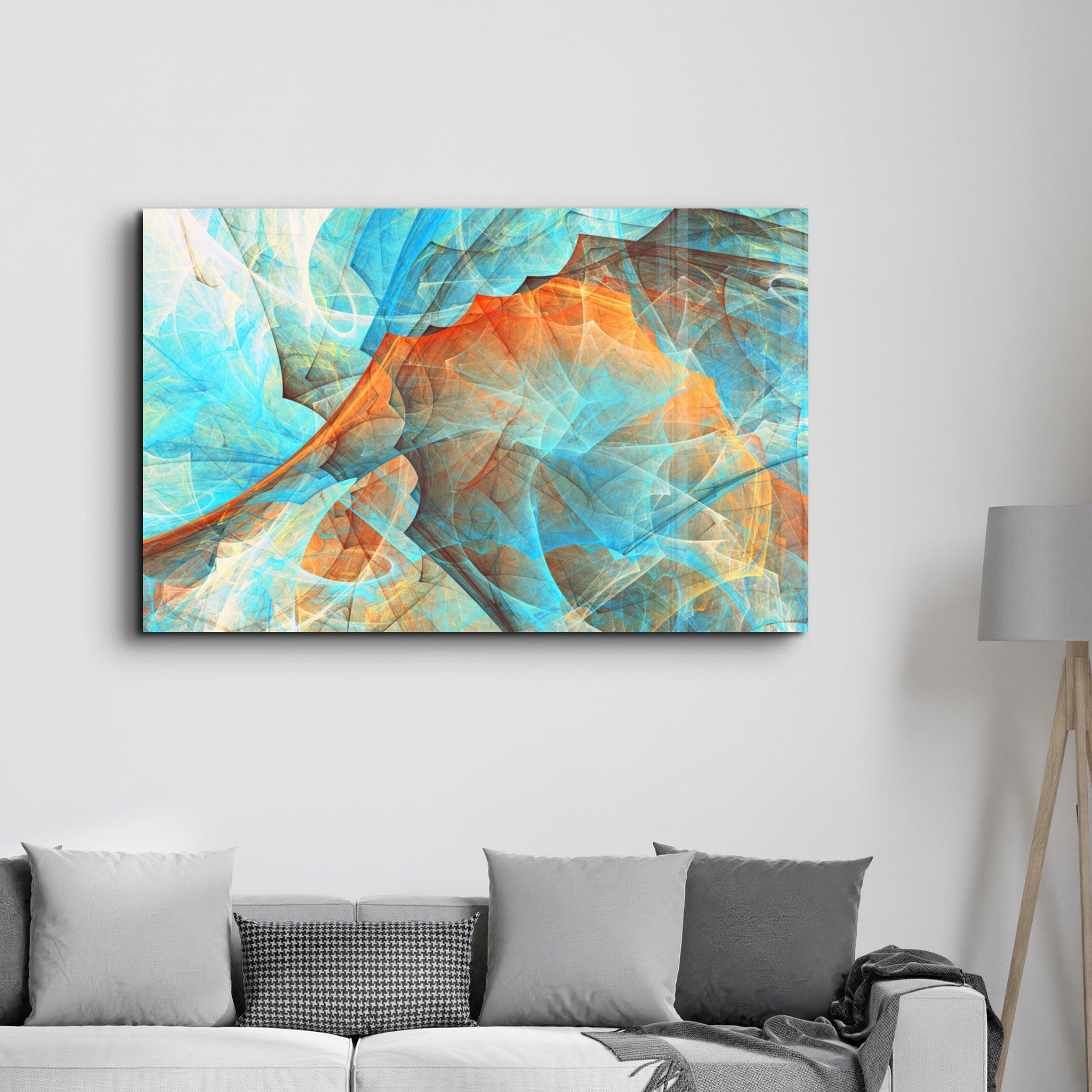 Waves of Tranquility Blue | Glass Wall Art - Artdesigna