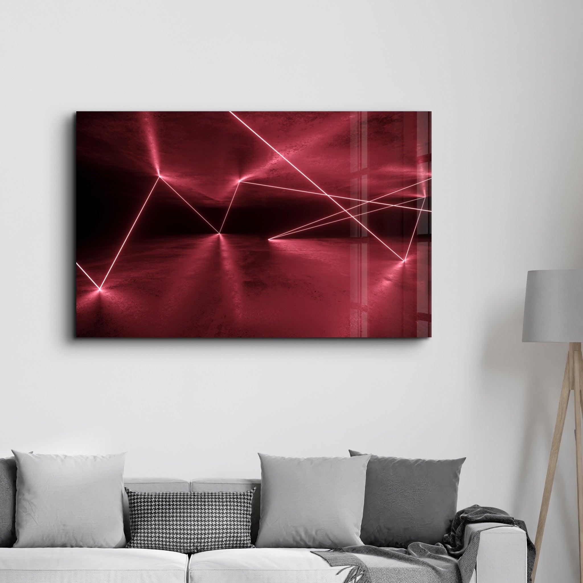 Abstract Neon Lines | Glass Wall Art - Artdesigna