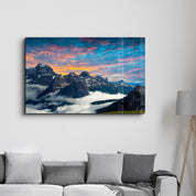 Mountains and Clouds | Glass Wall Art - Artdesigna